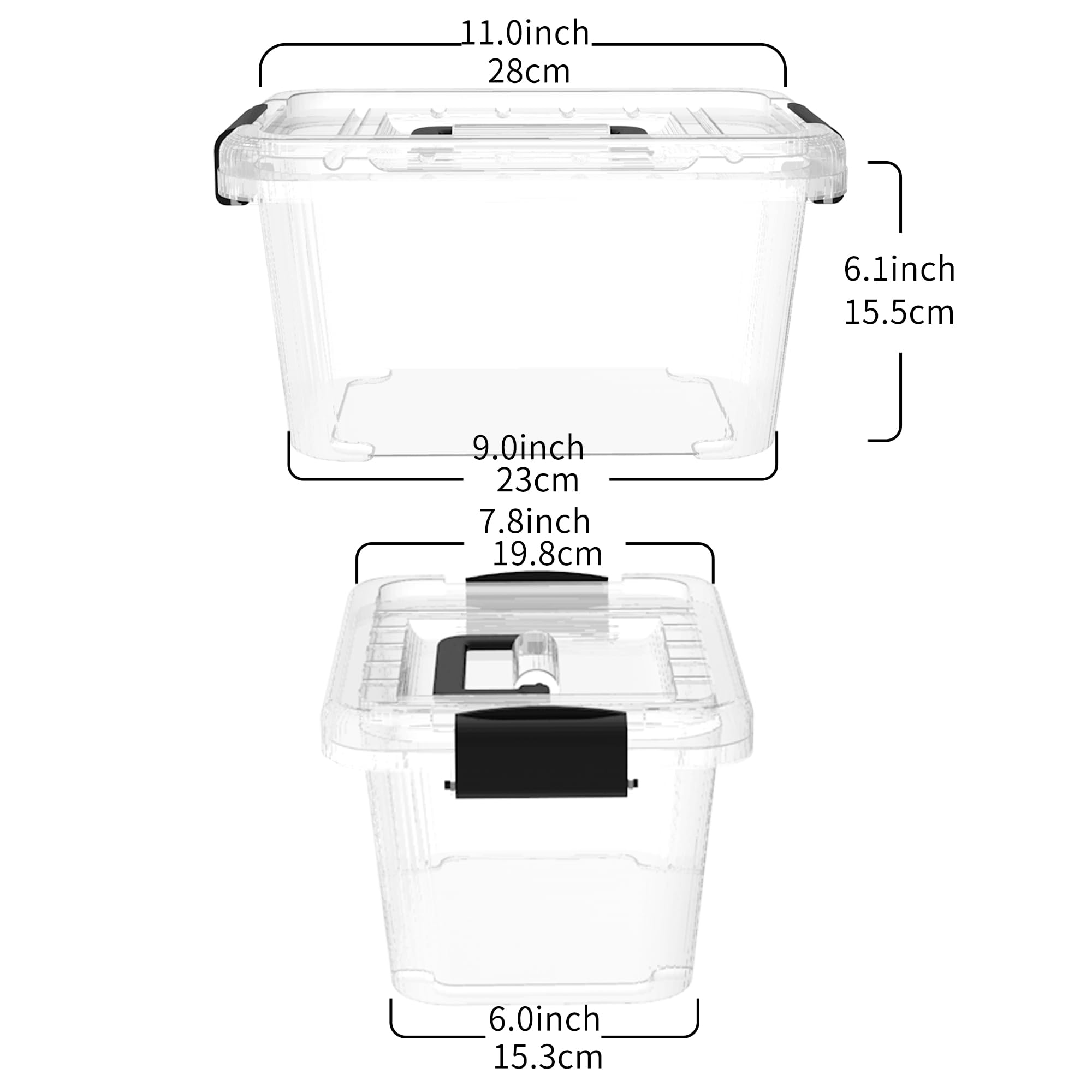 Cetomo 6.8Qt*20 Plactic Storage Bins, Stack Tote Storage Box With Handle, Clear, 6.8Quart-20 Pack