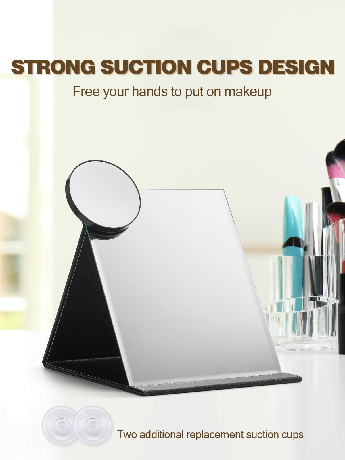 Macaki 40X Magnifying Mirror With 2 Suction Cups, 3.5 Inches Magnified Makeup Mirror And Slant Tweezers,Black,1Pc