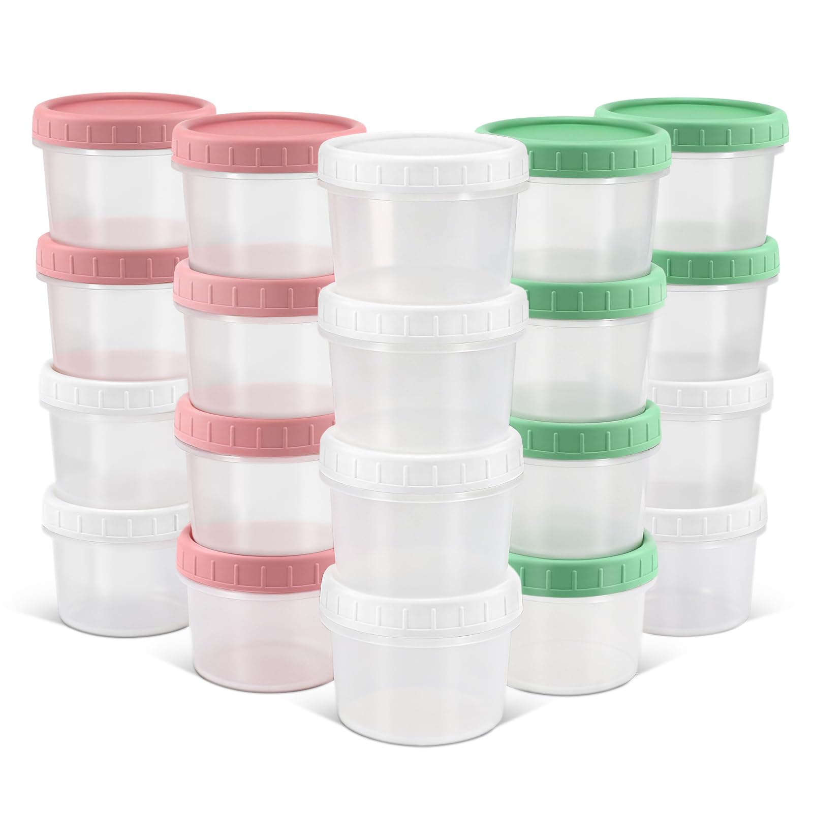 Demora Small Food Storage Containers With Lids 4 Oz [20 Pack], Salad Dressing Container To Go, Small Plastic Sauce Cups For Meal