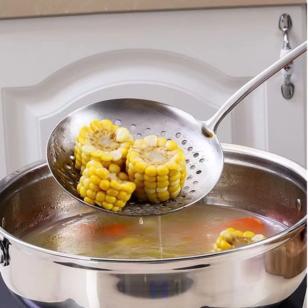 A  Houseware Skimmer Stainless Steel Large Slotted Spoon Colander Strainer Ladle For Cooking Heat Proof Hollow Handle Serving Ut