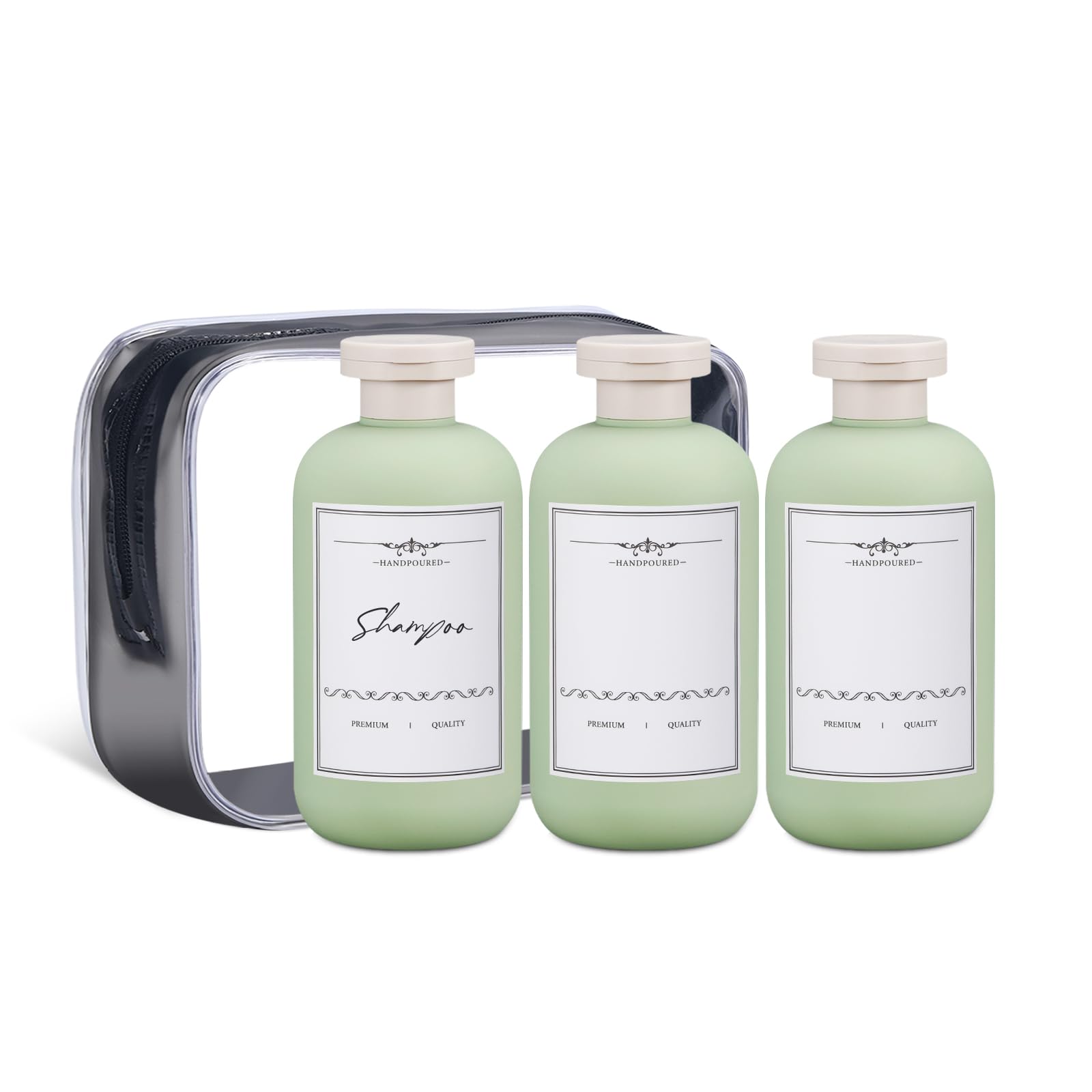 10 Oz Travel Refillable Shampoo And Conditioner Bottles, Travel Bottles For Toiletries, Plastic Squeeze Bottles With Flip Cap Fo