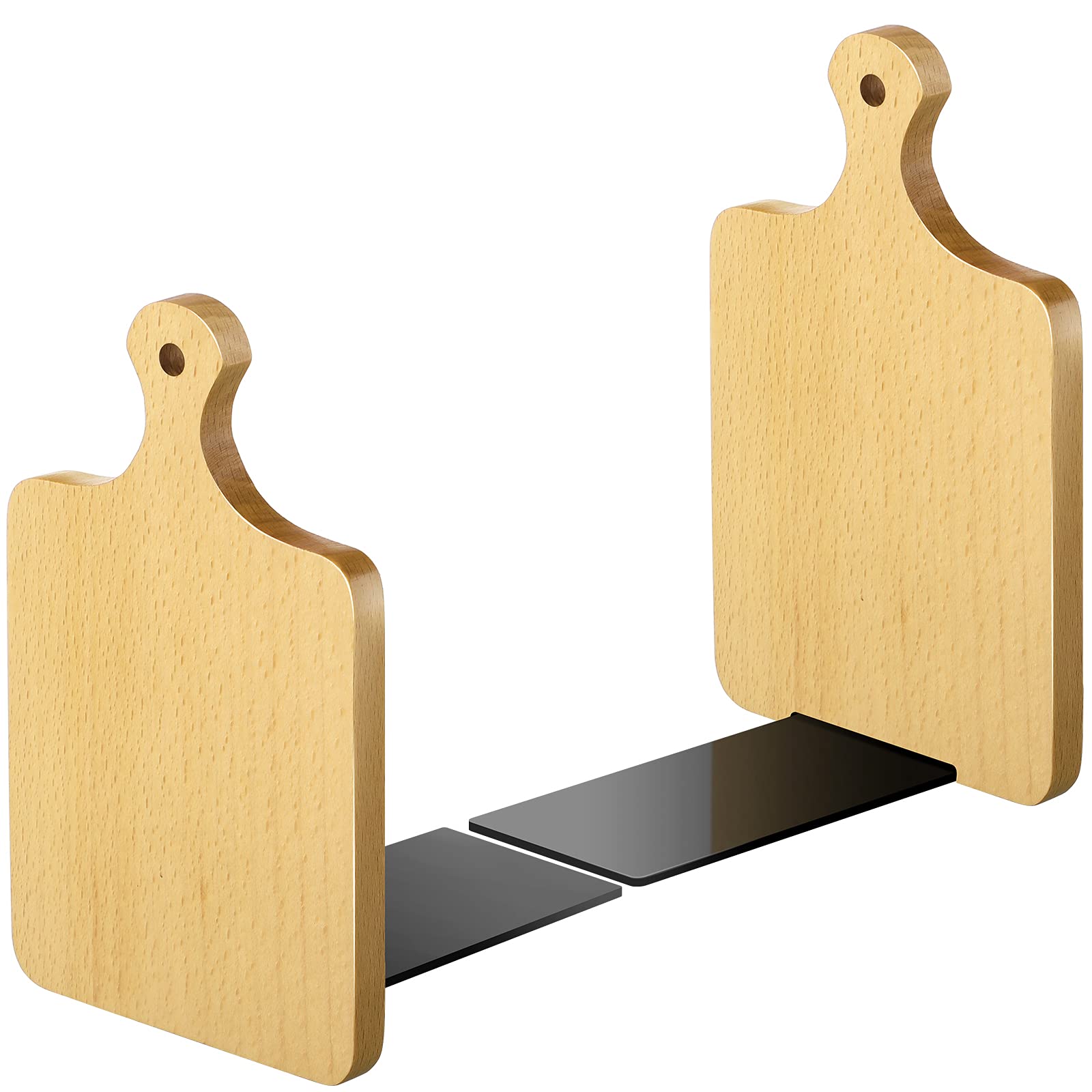 Jetec Wood Bookends, Kitchen Cookbook Bookends Quality Cutting Board Decorative Wooden Book Ends for Office Files Magazine Kitch
