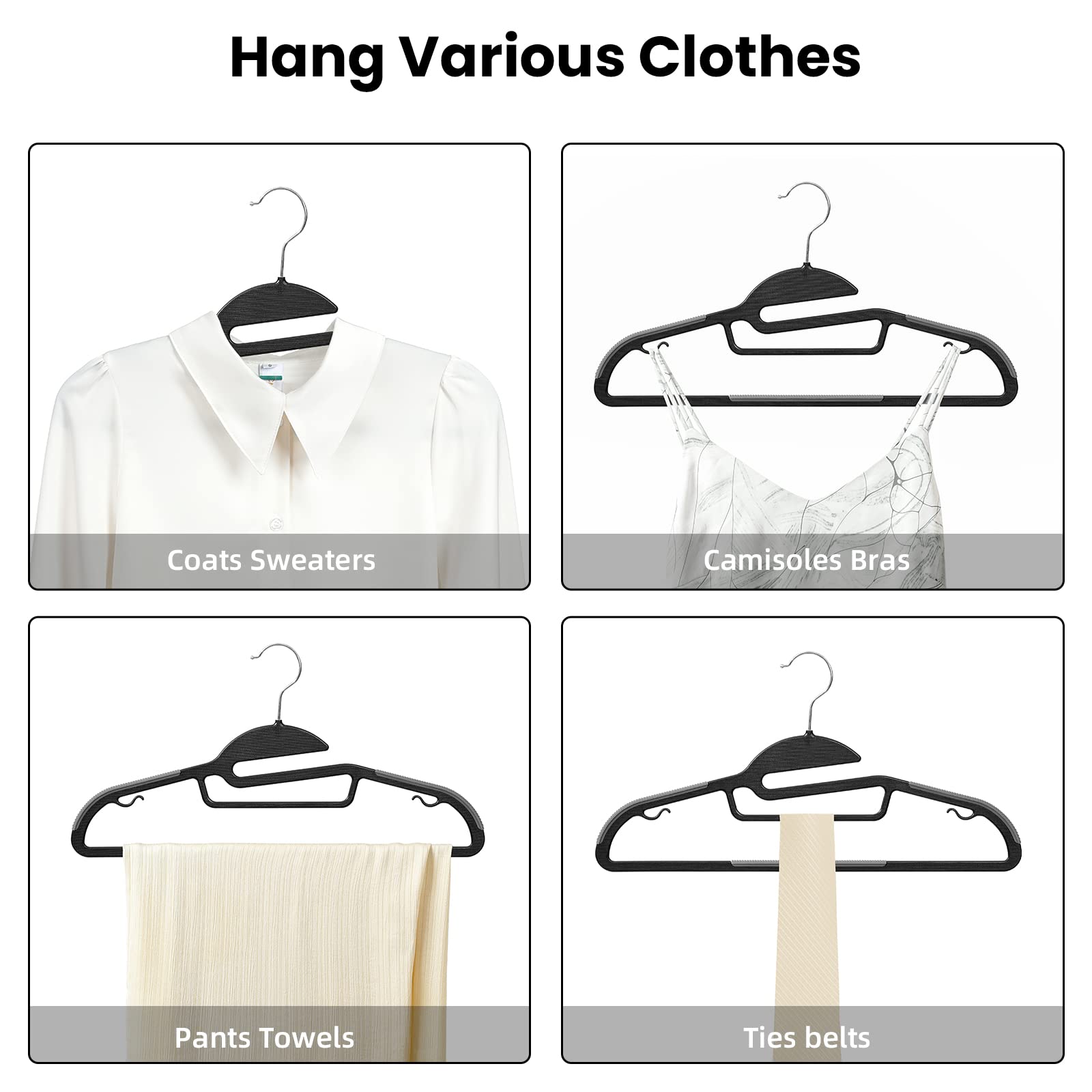 Heavy Duty Plastic Hangers 50 Pack with Non-Slip Design 0.2 Inches Thick 360?Swivel Hook Space Saving Organizer for Bedroom Closet Shirts Pants Strong Enough for Coat(Beige- S Shaped)