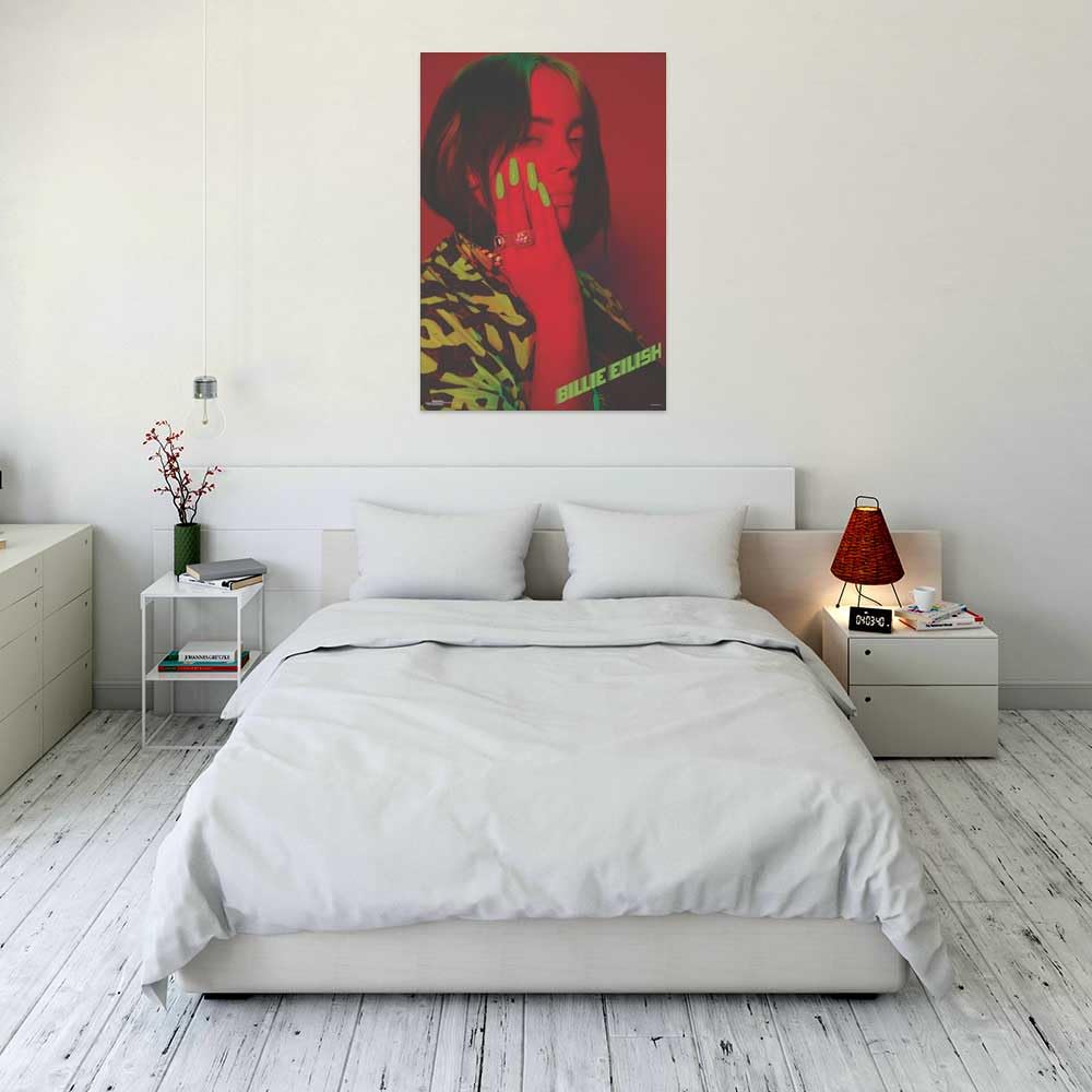 Scorpio Posters Billie Eilish - Red Poster - Officially Licensed - 24'' X 36''