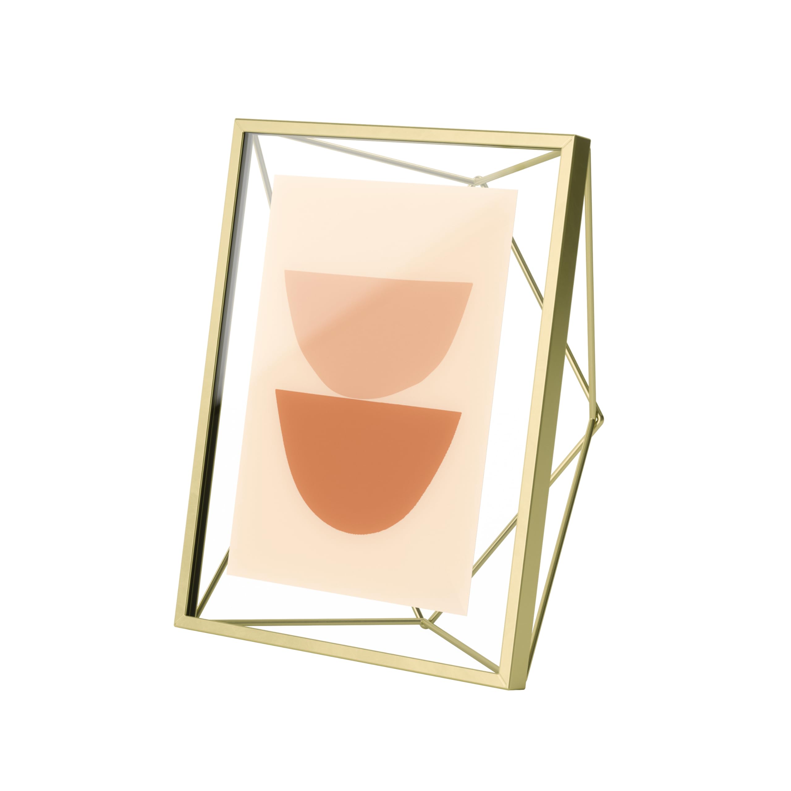 Umbra Prisma 5x7 Picture Frame, Metal Floating Wall or Desk Photo Display for Pictures, Art, Illustrations and More, Brass