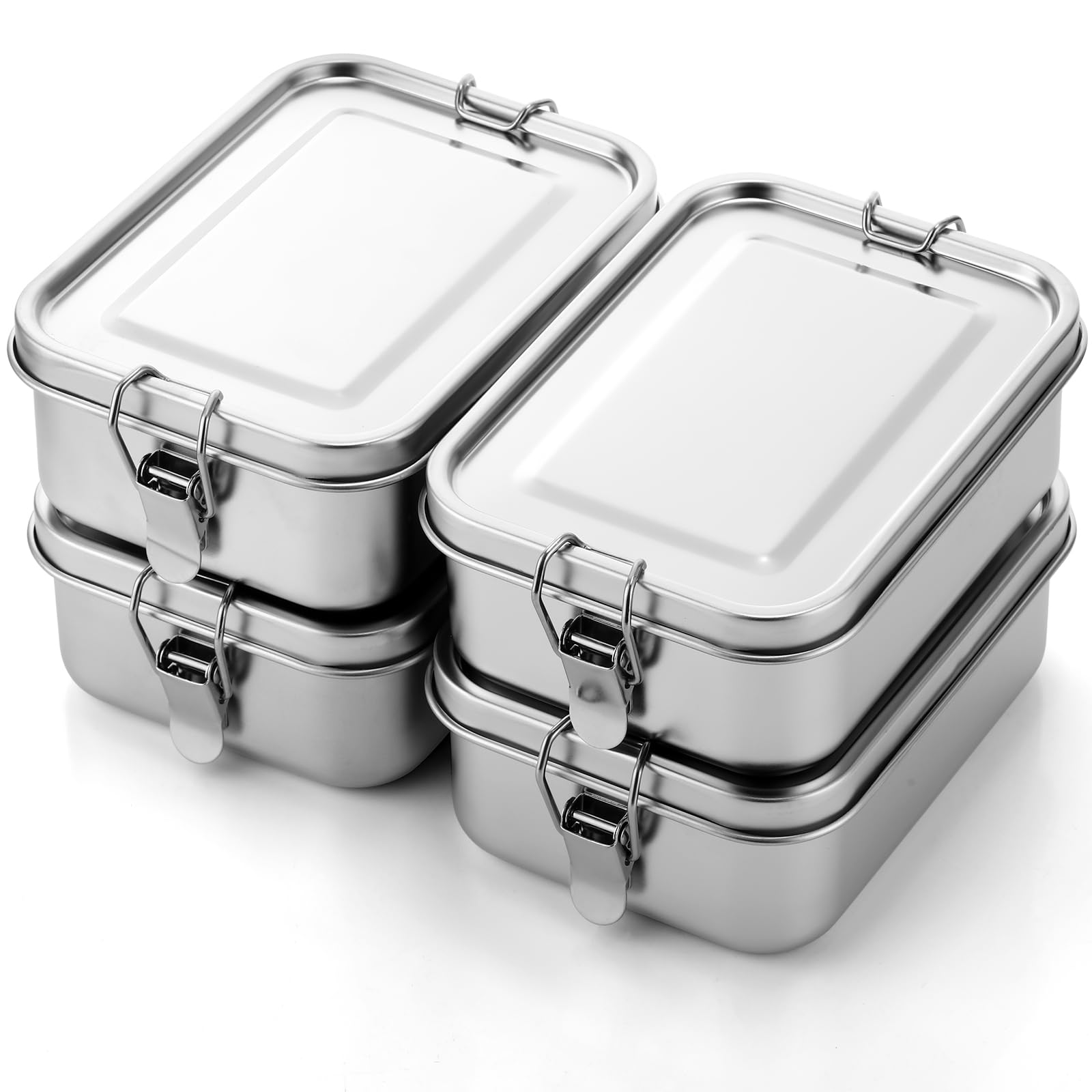 Umigy 4 Pcs Stainless Steel Bento Box 850Ml Metal Lunch Box Food Storage Containers Metal Lunch Container, Lockable Clips To Lea