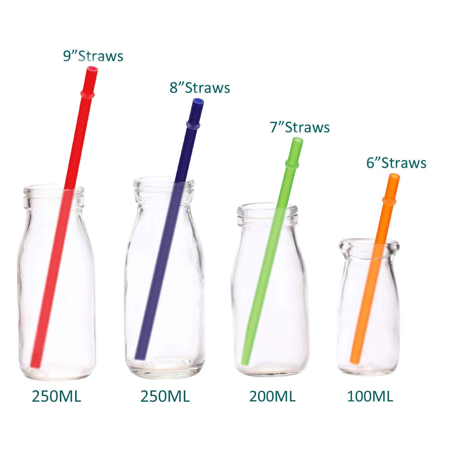 6'' Plain Color Reusable Plastic Replacement Drinking Straws For Short Mini Mason Jar,Tumblers, Set Of 12 Pcs Straws With Cleani