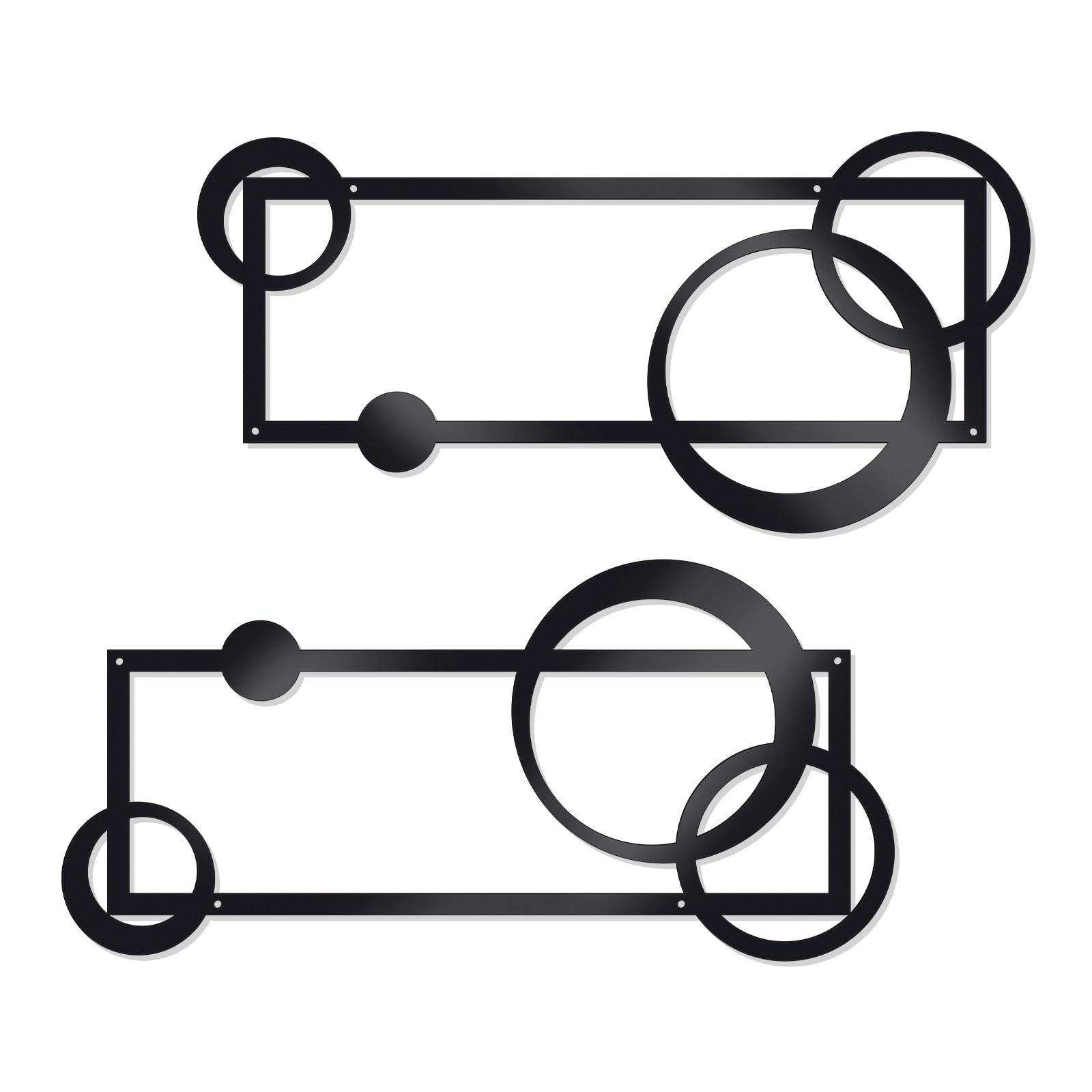 OYEFLY 2 Pcs Metal Abstract Wall Art,Modern Geometric Decor (Black, style 2)