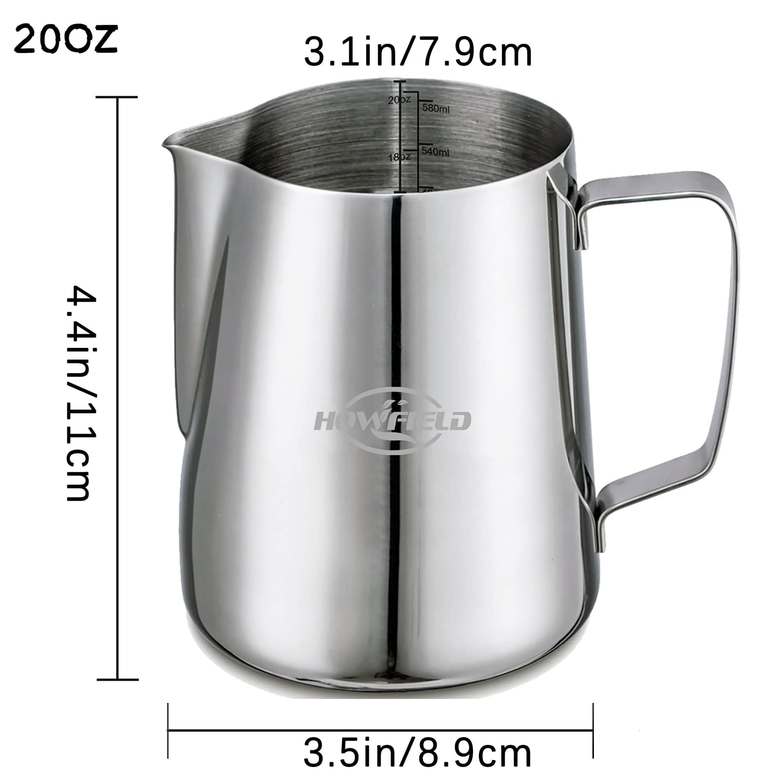Milk Frother Cup Steaming Pitcher - Espresso Steaming Pitchers Coffee Foam Making Pitcher 20 Oz Latte Art Froth Cup Steaming Jug