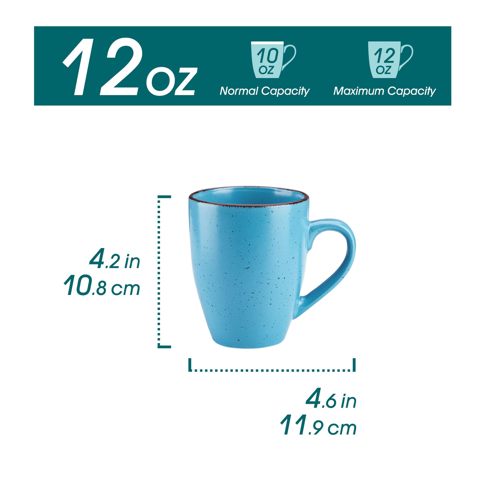 Vancasso Moda Coffee Mugs Set Of 6-12 Oz Ceramic Coffee Cups For Cappuccino, Latte, Tea, Microwave & Dishwasher Safe, Assorted C