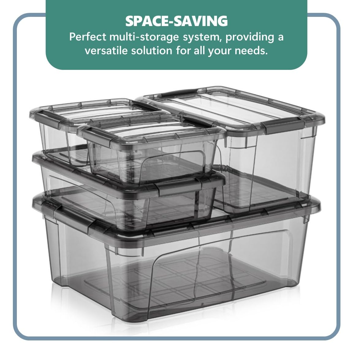 Tribello 12.5 Quart Storage Bins With Lids, Plastic Storage Containers With Latching Lids For Organizing - Tinted - (15.5 X 12