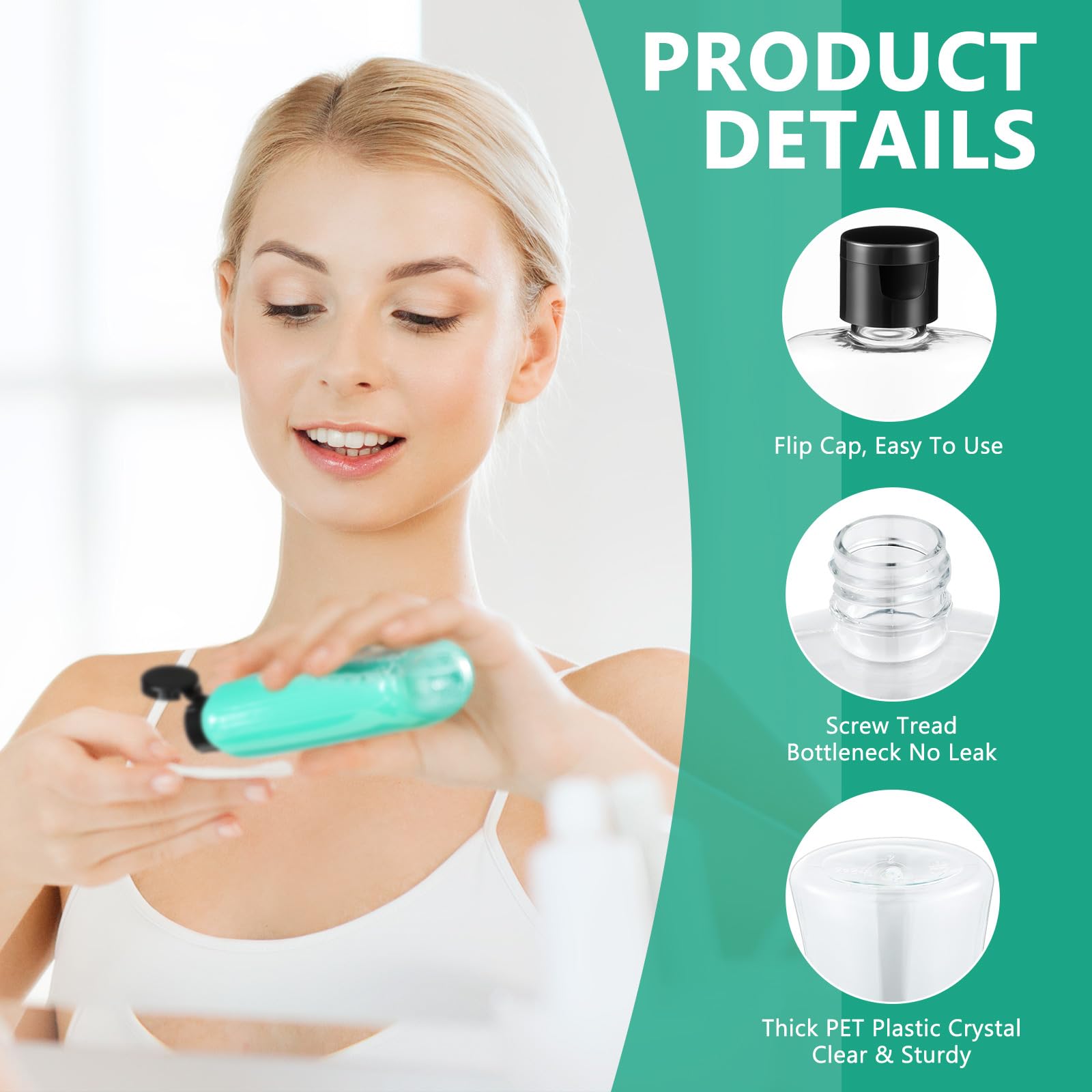 Domensi 12 Pcs 3.4 Oz Travel Bottles With Flip Cap Clear Plastic Travel Size Containers Portable Leak Proof Squeeze Bottle Refil