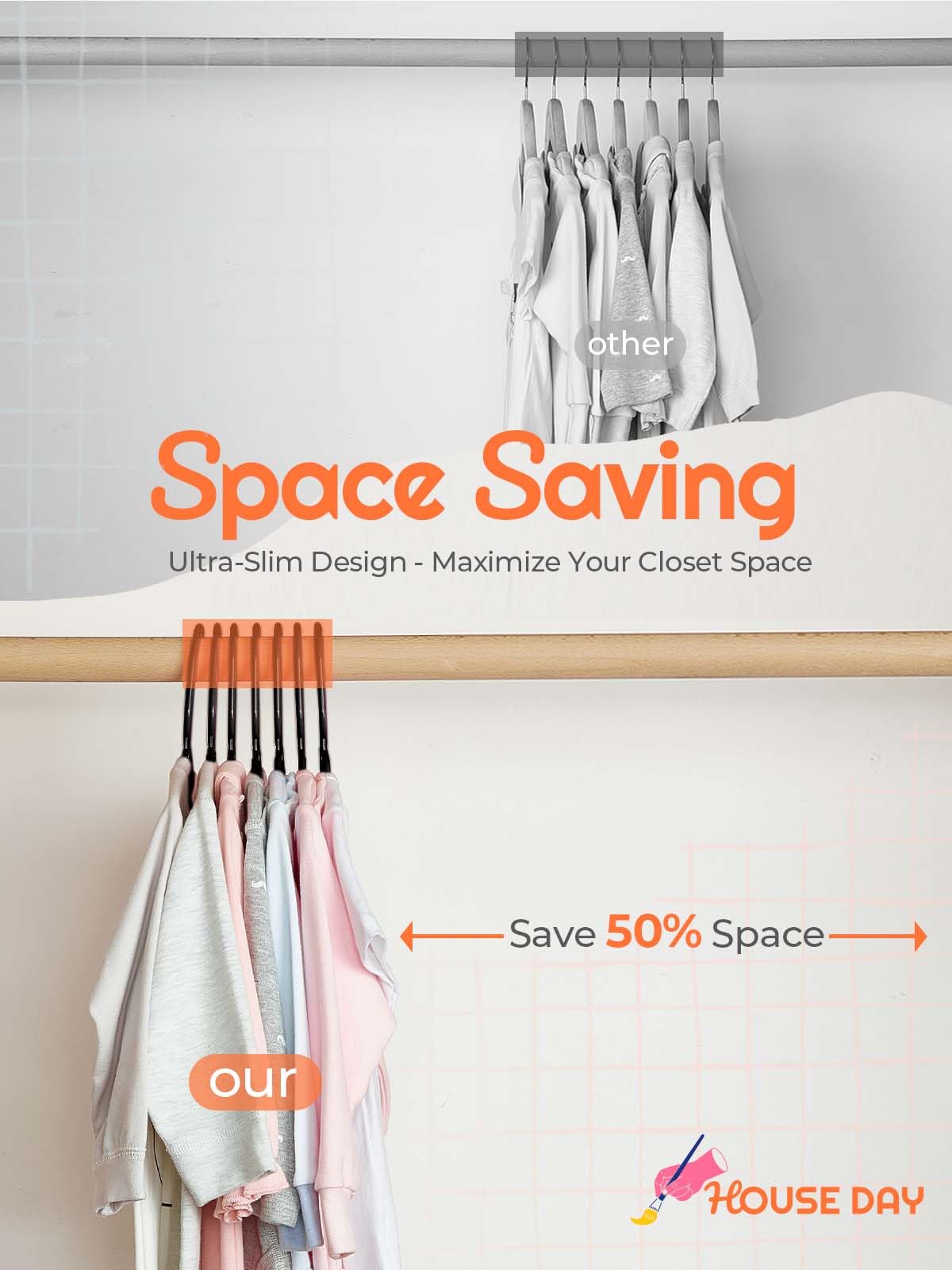 House Day Premium Baby Hangers 20 Pack, 11 Inch Kids Plastic Hangers Black, Slim Childrens Hangers For Infant, Toddler, And Chil