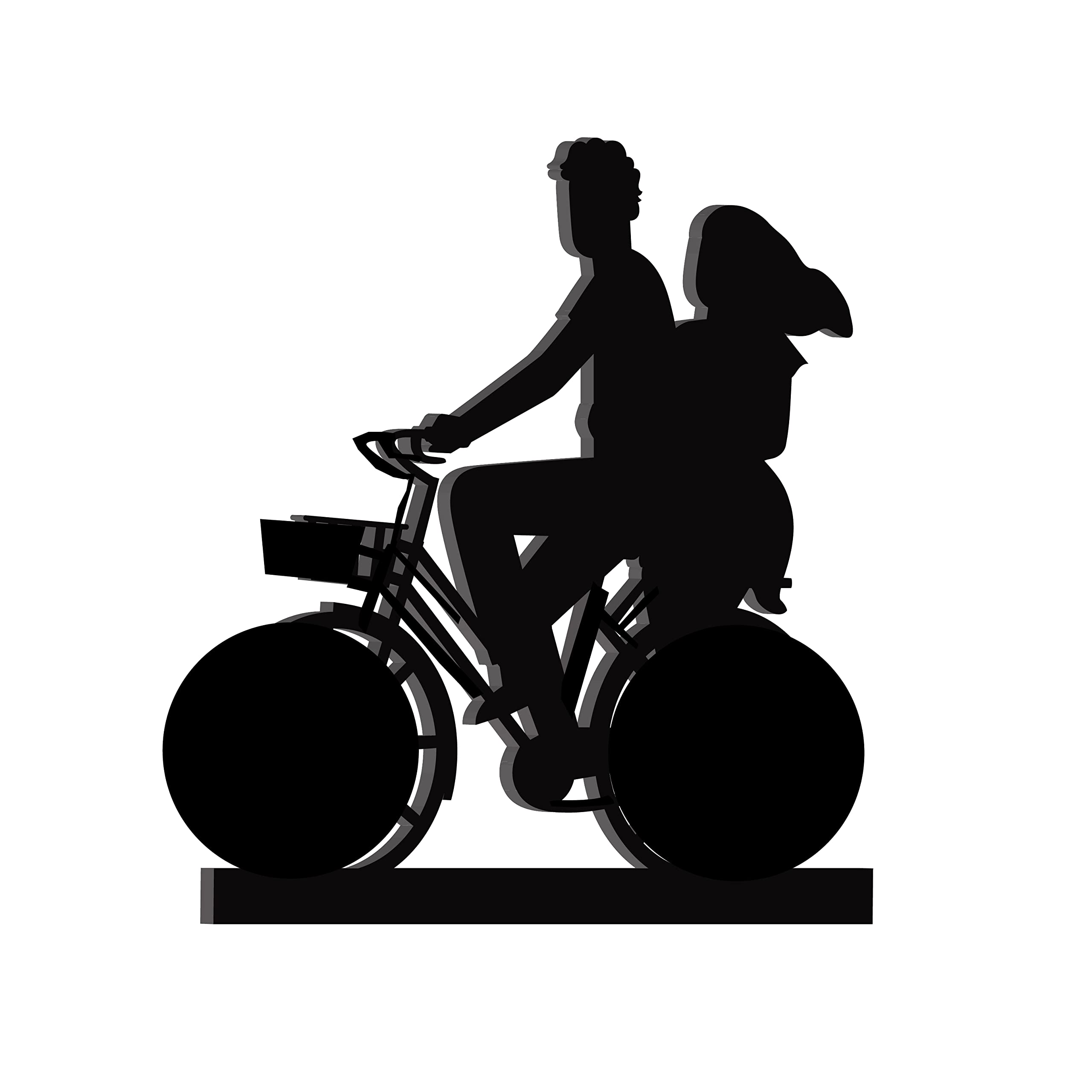 eCraftIndia Couple On Cycle Black Engineered Wood Cutout Wall Art Decor - Unique Wall Hanging For Bikers And Cyclists - Ideal Gi