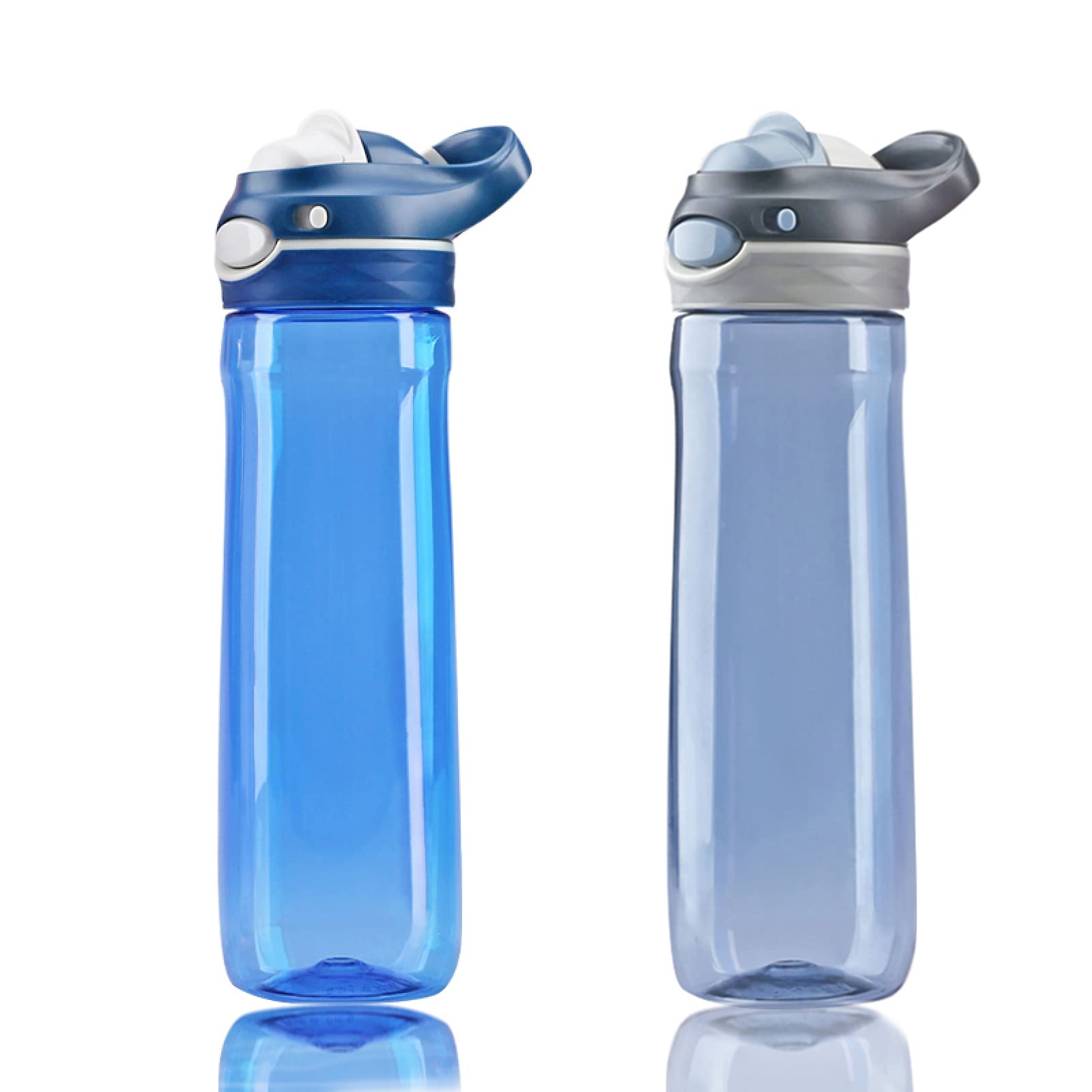 Dearart 2-Pack 26Oz Blue Water Bottle And Grey Water Bottle Without Straw Wide Mouth, Bpa Free Autoseal Has Handle Easy Carried,