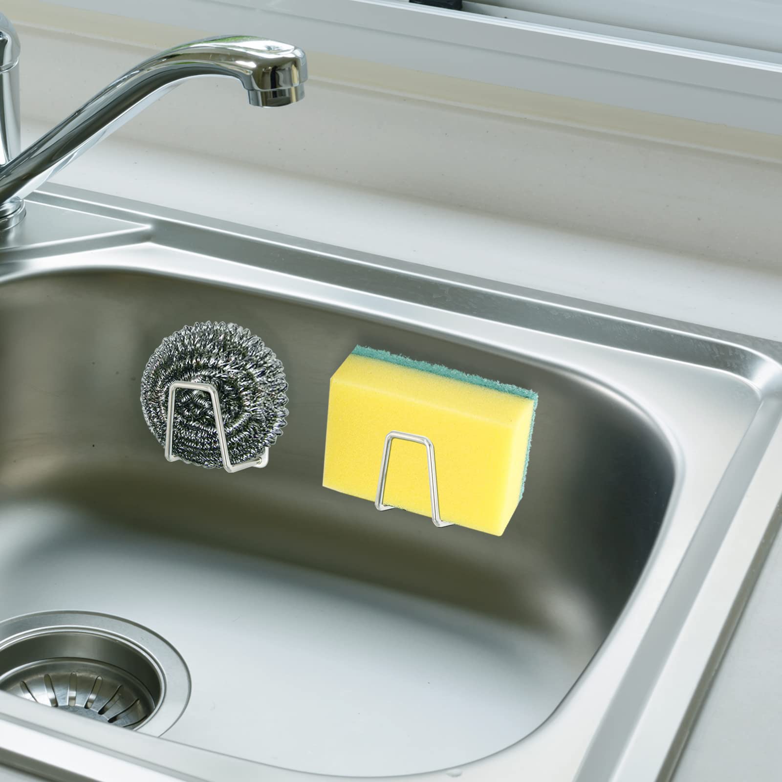 Visengure Sponge Holders For Kitchen Sink 2 Packs, Slivery 304 Multifuctional Stainless Steel Holder, 3.3 Lbs Capacity