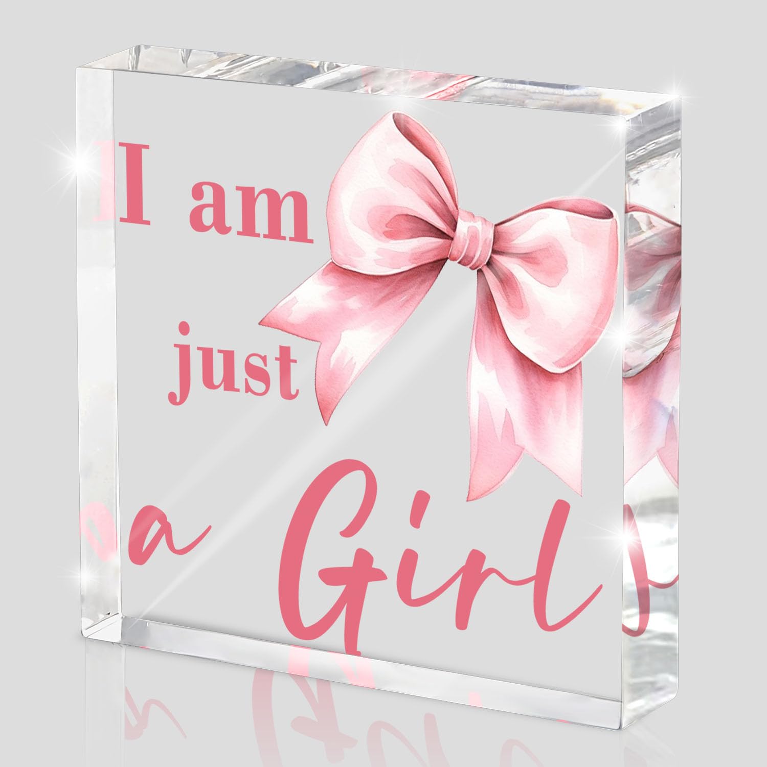 Preppy Pink Bow Acrylic Sign, Girls Dorm Desk Decor, Cute Preppy Room Decor, College Sorority Gift, 4 Inch