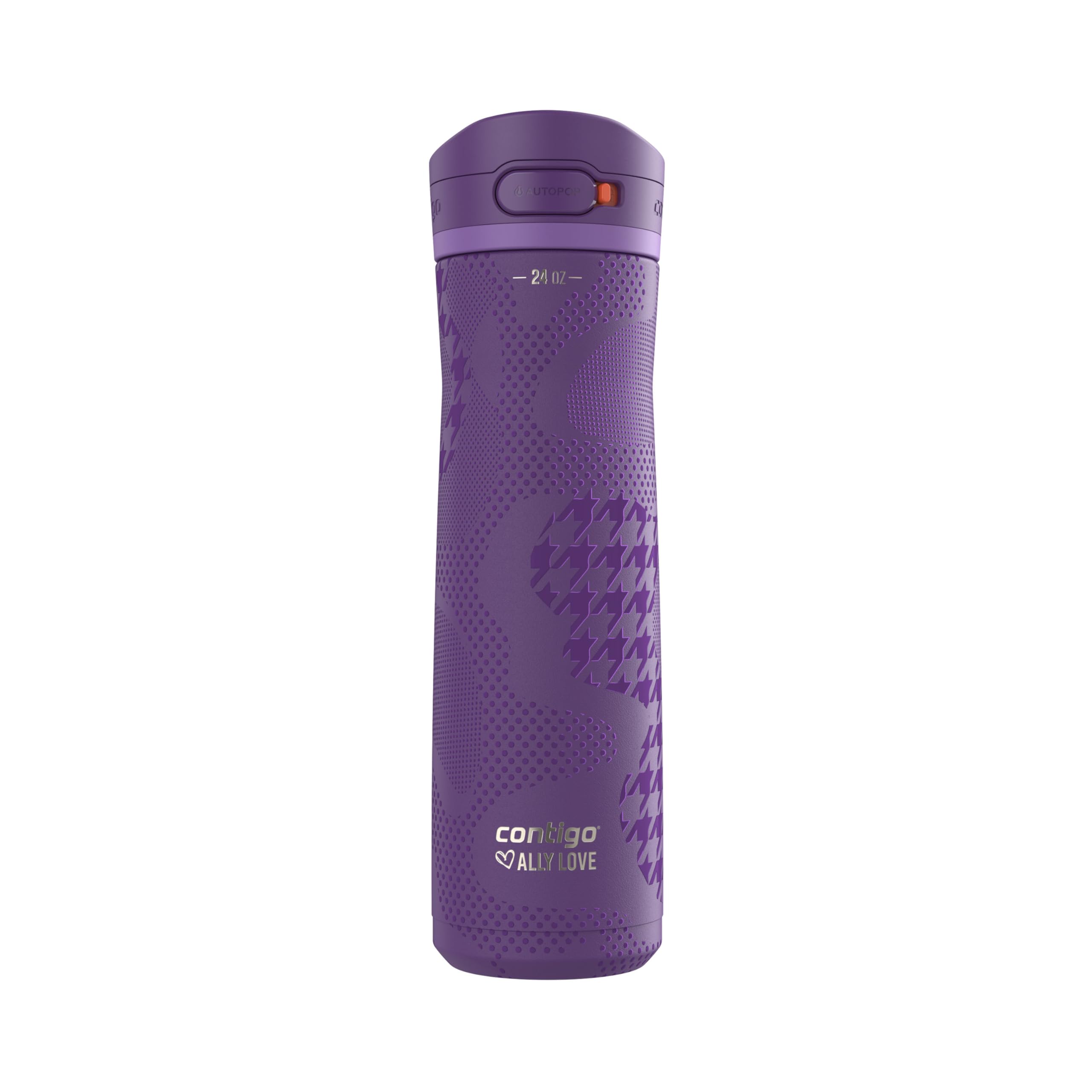 Contigo x Ally Love Jackson Chill 2.0, Stainless Steel, Spill Proof Water Bottle with AutoPop Lid, BPA Free, 24oz, Violet