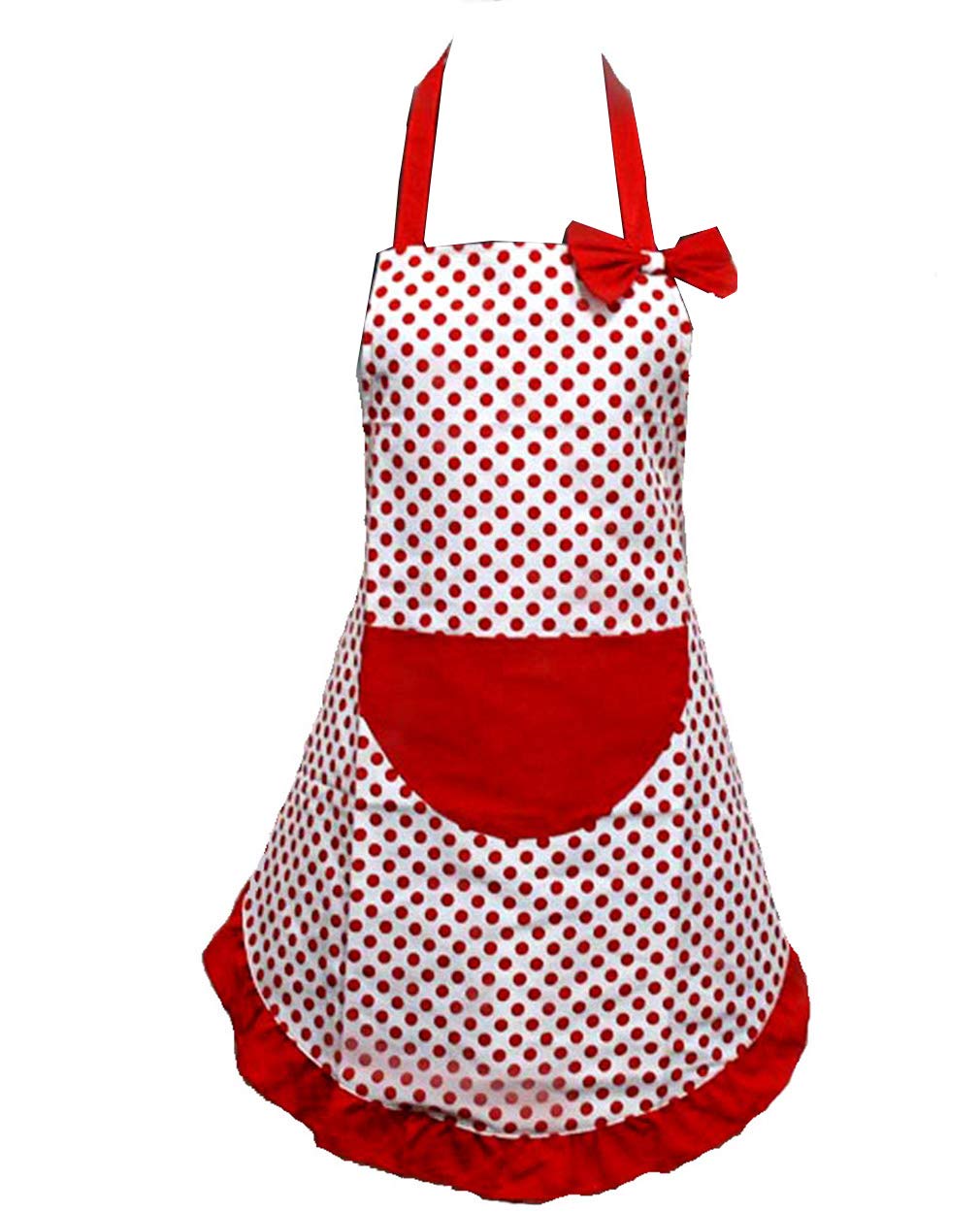Hyzrz Hot Lovely Lady Cheap Red Dot Kitchen Flirty Canvas Restaurant Cake Apron For Women Chef Bib Funny