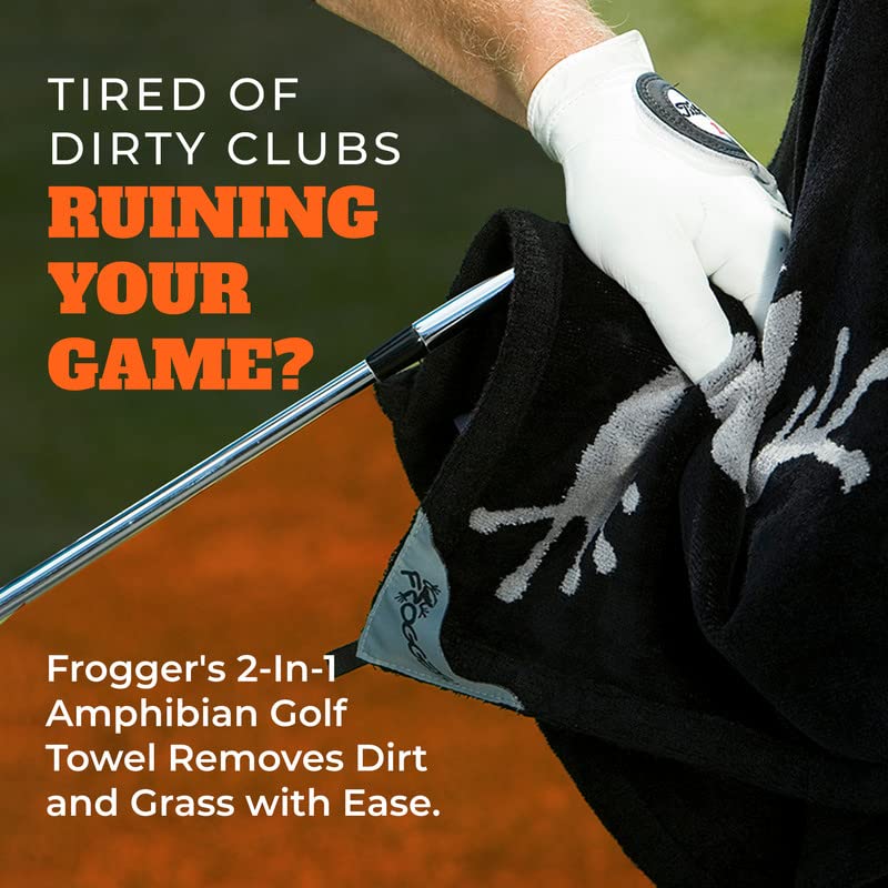 Frogger Amphibian 2-In-1 Golf Towel With Wet And Dry Technology, Red/White/Blue, Premium Golf Bag Accessory For Men And Women Wi