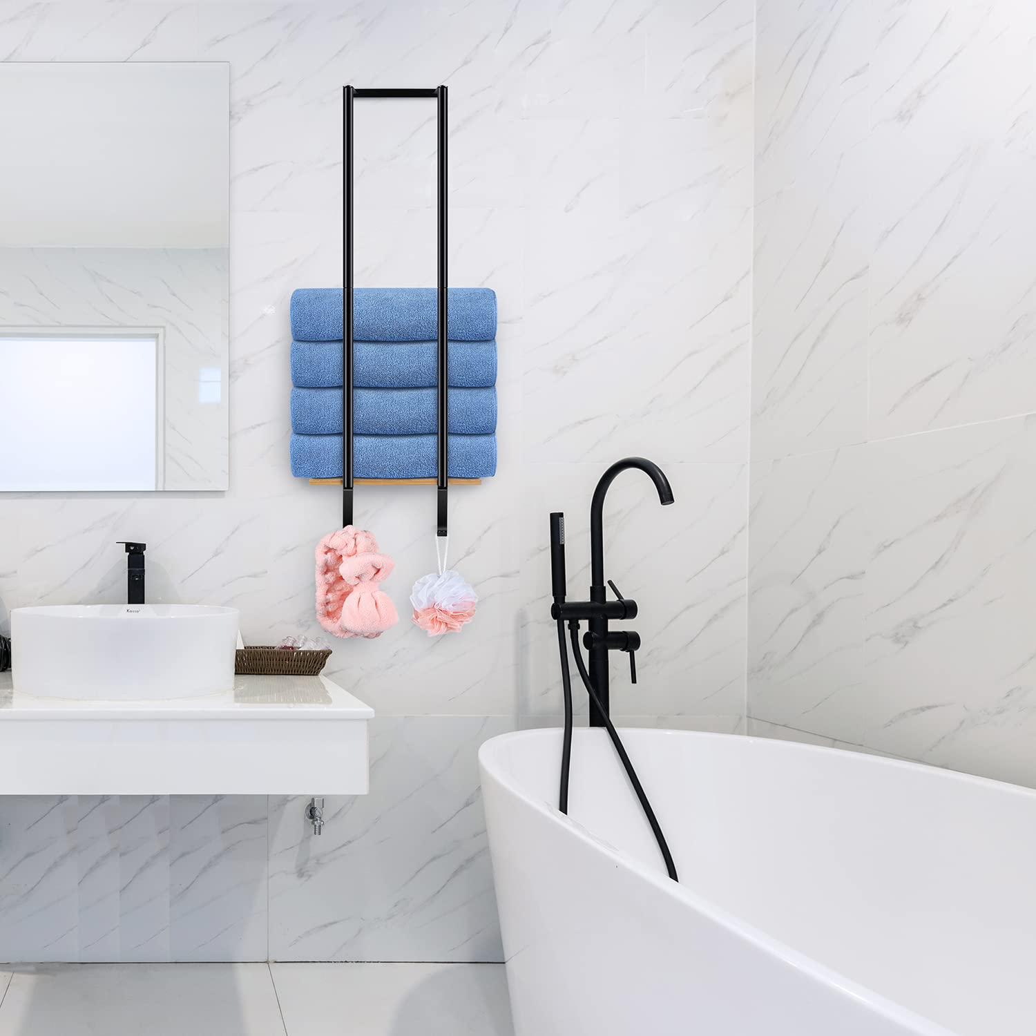 Towel Racks For Bathroom Wall Mounted, Bathroom Towel Storage, Bath Towel Holder For Folded Large Towel Washcloths, Stainless St