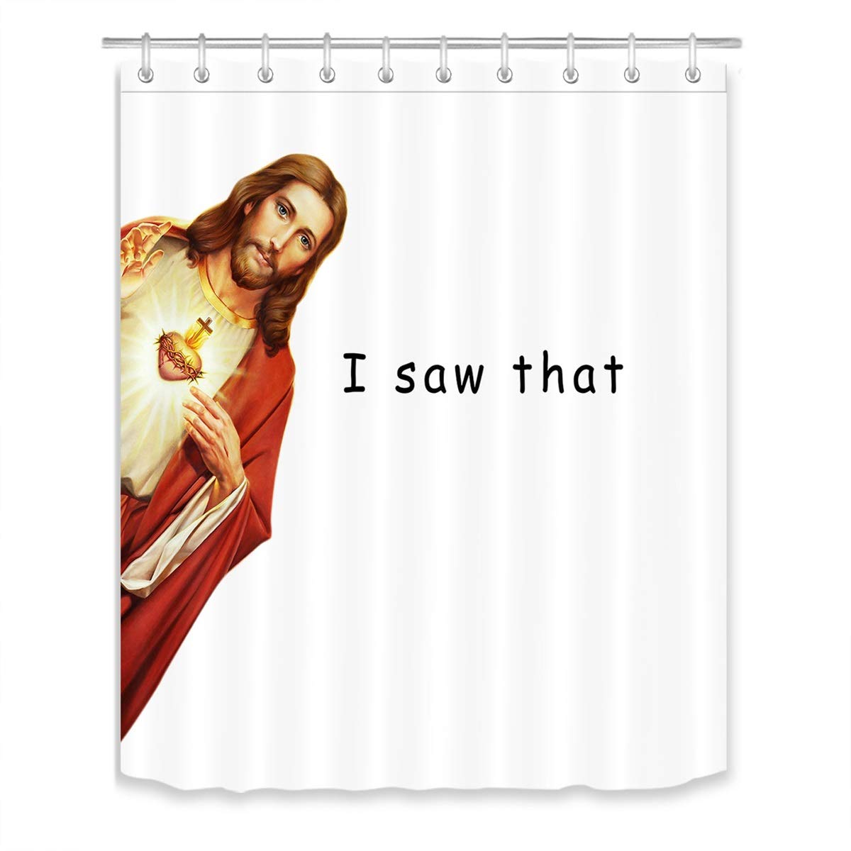 Lb Jesus Christ Shower Curtain Funny Quotes I Saw That Christian Shower Curtains For Bathroom With Hooks 60X72 Inch Waterproof P