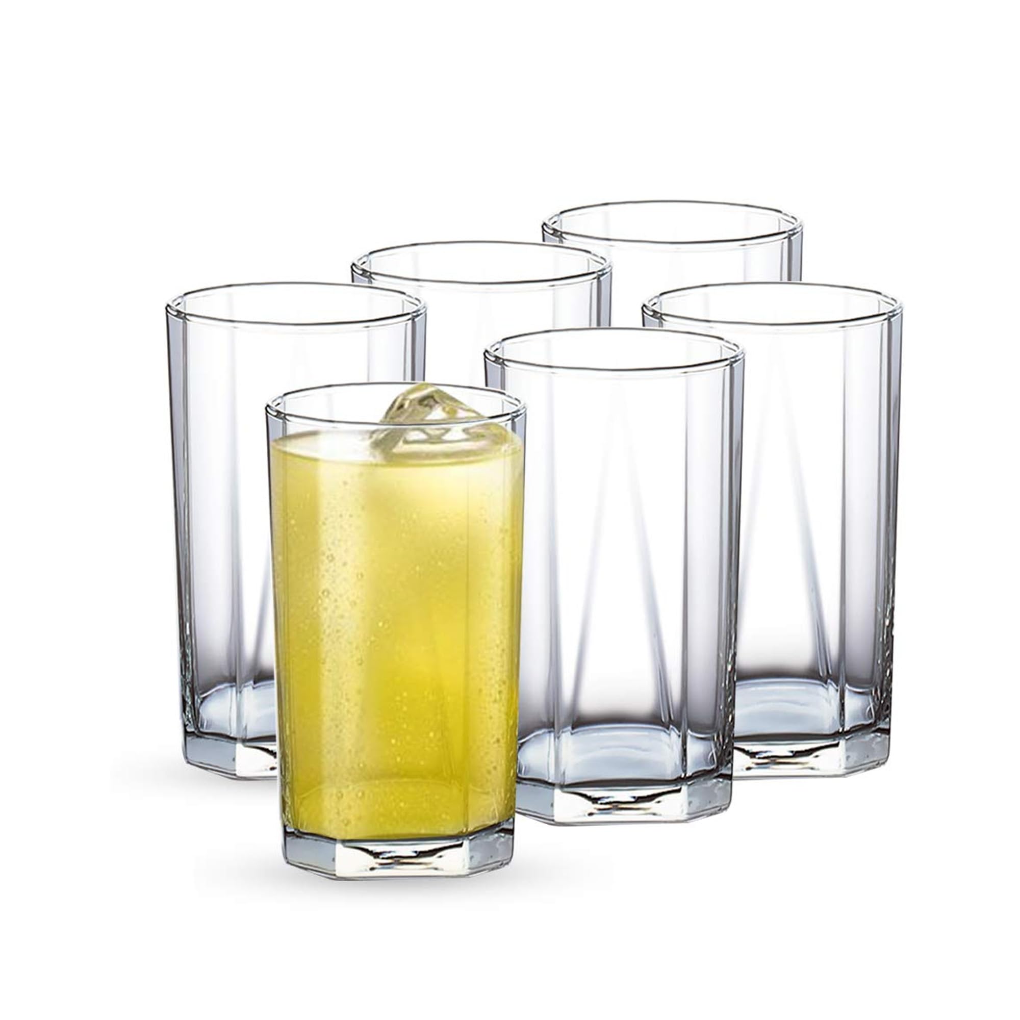 Ocean Pyramid Hi Ball Glass, Transparent,300Ml, Set Of 6