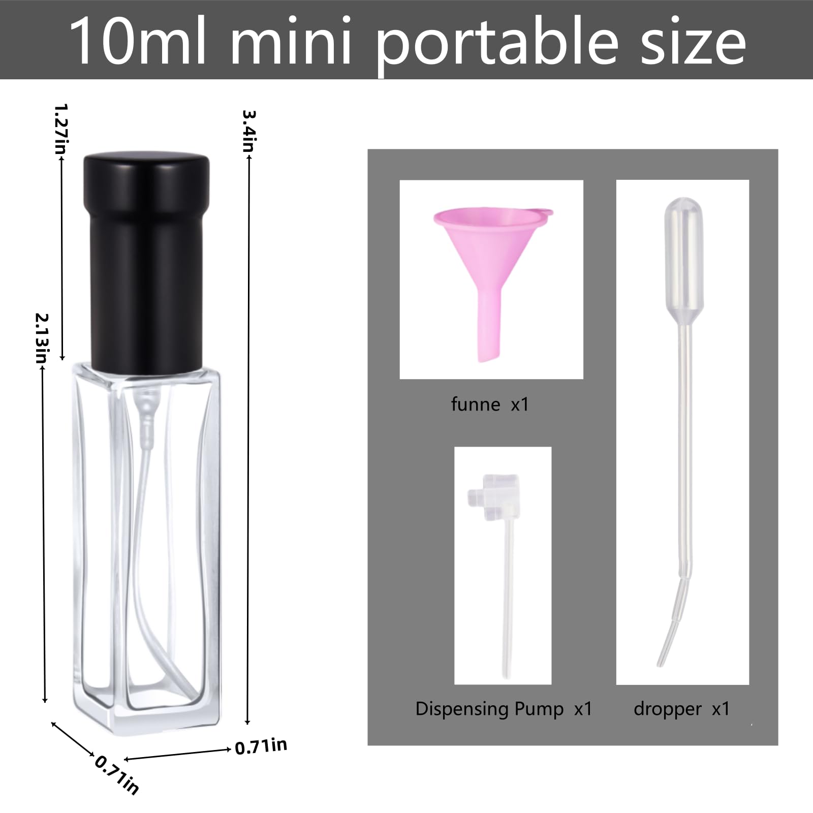 Kanlpeia 6 Pcs Mini Spray Bottles 10Ml,Perfume Travel Refillable,Glass Spray Bottles,Fine Mist Spray With Funnel Dropper For Hai