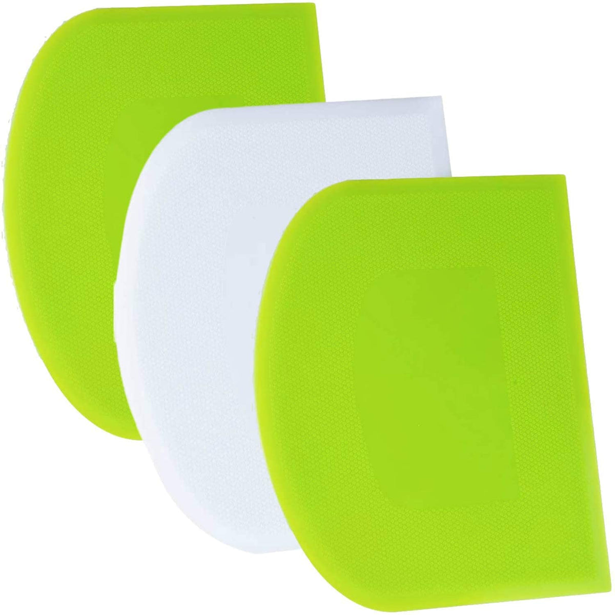 Surdoca Dough Scraper Bench Scraper - 3P 4.7X3.7'' Plastic Flexible Bowl Scraper, Sharp Edge & Angles Cake Scraper. Non-Slip Bak