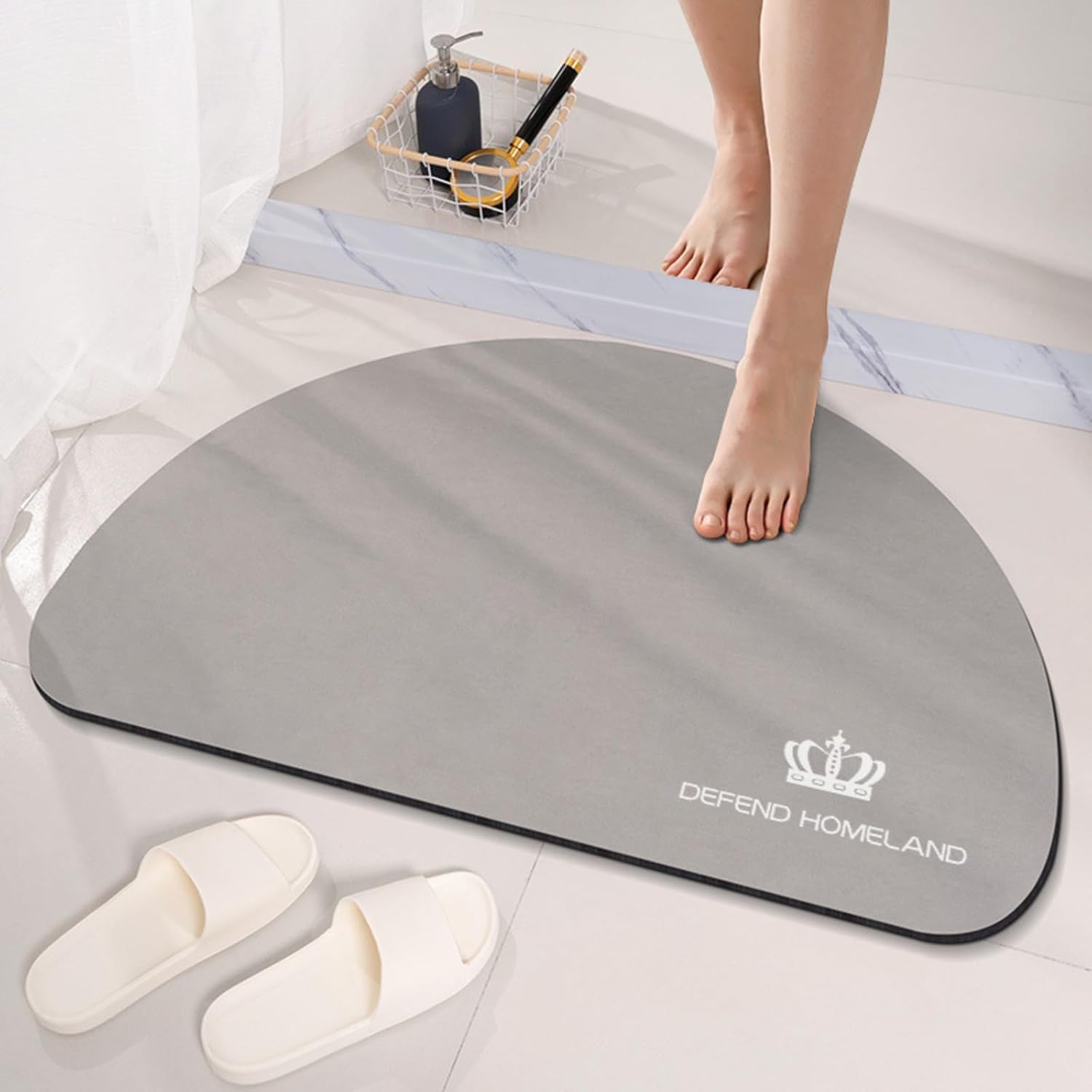 JOLYMIT DShape Washable Mat for Outdoor, Indoor, Door Entrance Mat, Floor Door Mat, AntiSlip Door Mat (Gray / 1 Pcs)