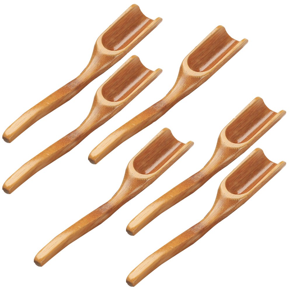 Tea Spoons Natural Bamboo Tea Spoon For Loose Tea ,Cucumis 6Pcs Kung Fu Tea Spade Natural Bamboo Wood Spoons For Scooping Coffee