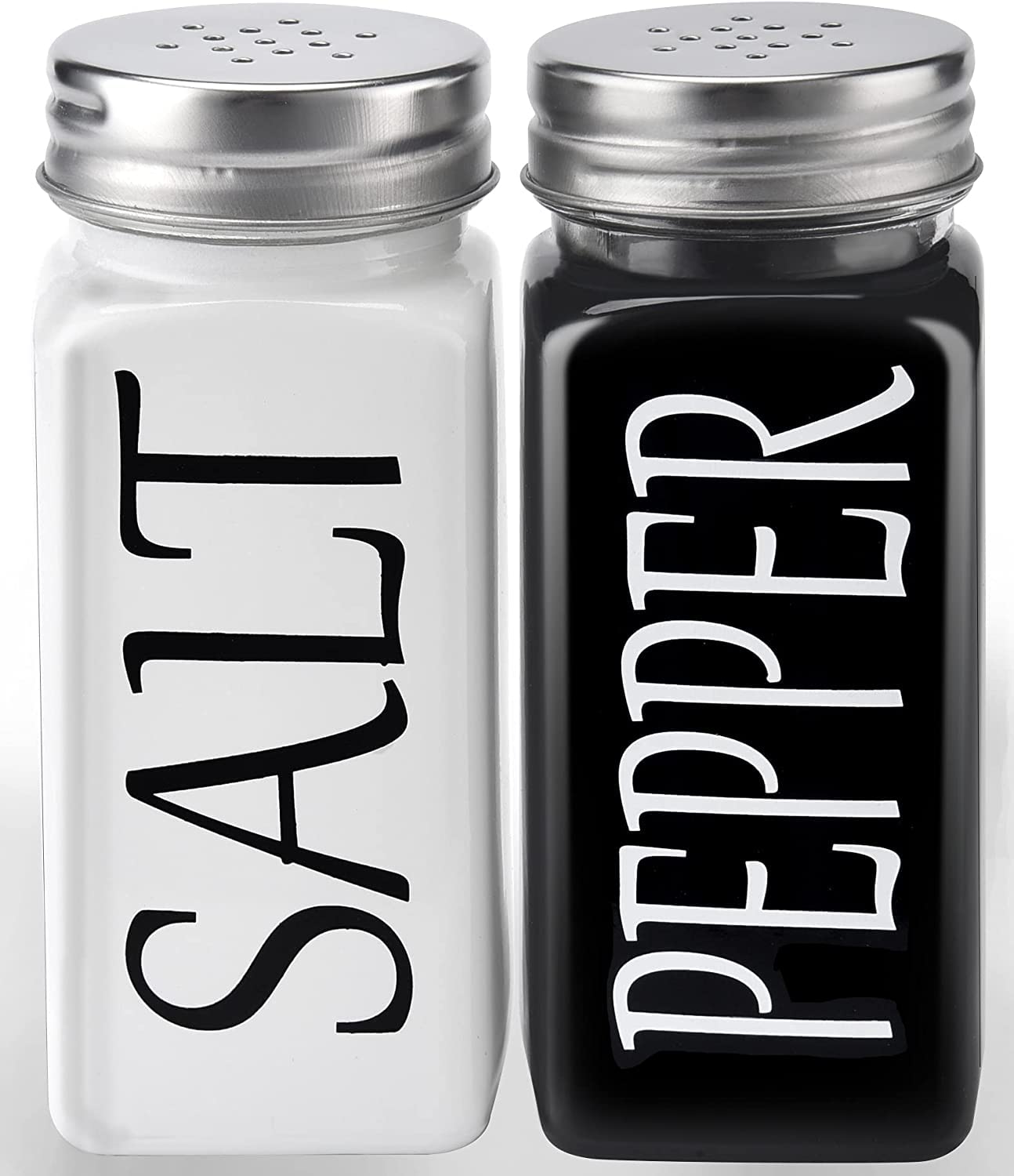 Dwts Danweitesi Large Salt And Pepper Shakers, Glass Salt And Pepper Shakers, Cute Farmhouse Salt And Pepper Shakers In Black An