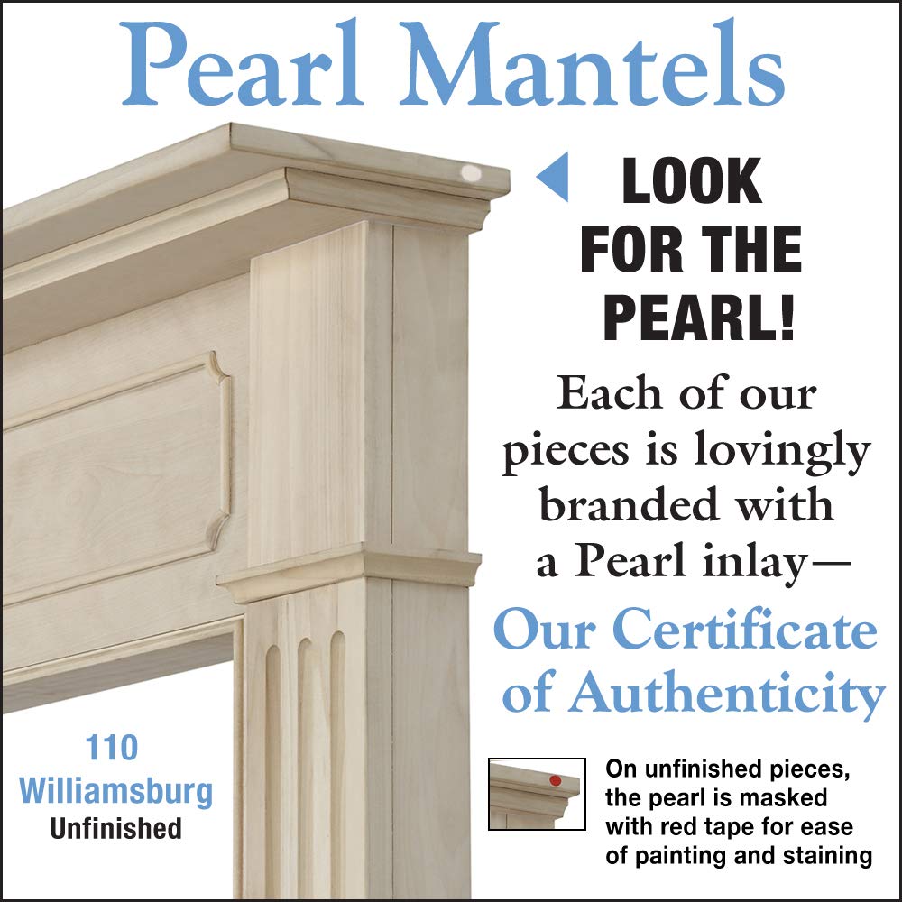 Pearl Mantels Williamsburg Fireplace Mantel Surround, 48-Inch, Unfinished Wood, Model 110-48, Paint and Stain Grade