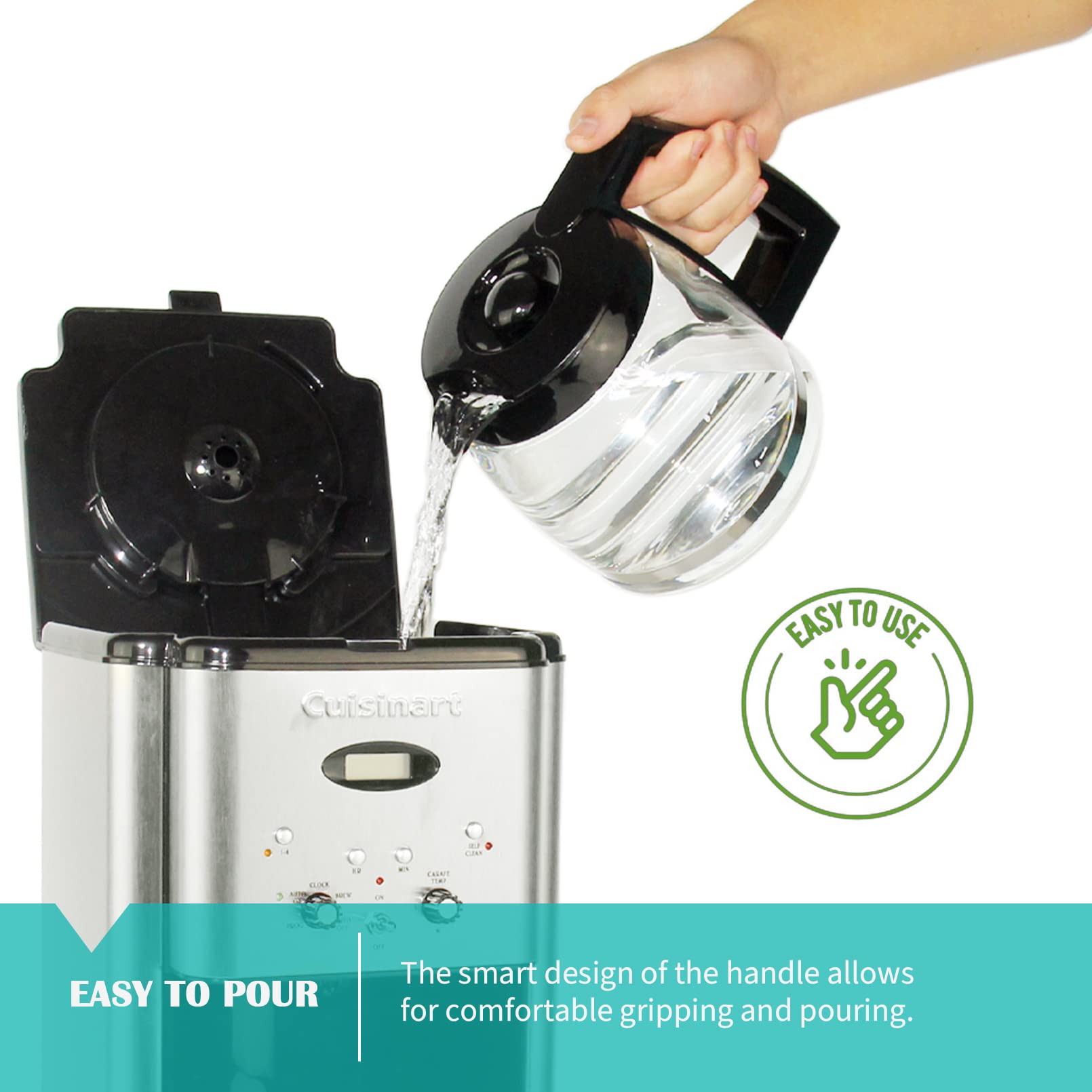 12-Cup Replacement Glass Coffee Carafe For Cuisinart Coffee Maker Models Dcc-1200, Dcc-1100Bk, Dcc-2650, Chw-12, Chw-12P1, Dgb-5