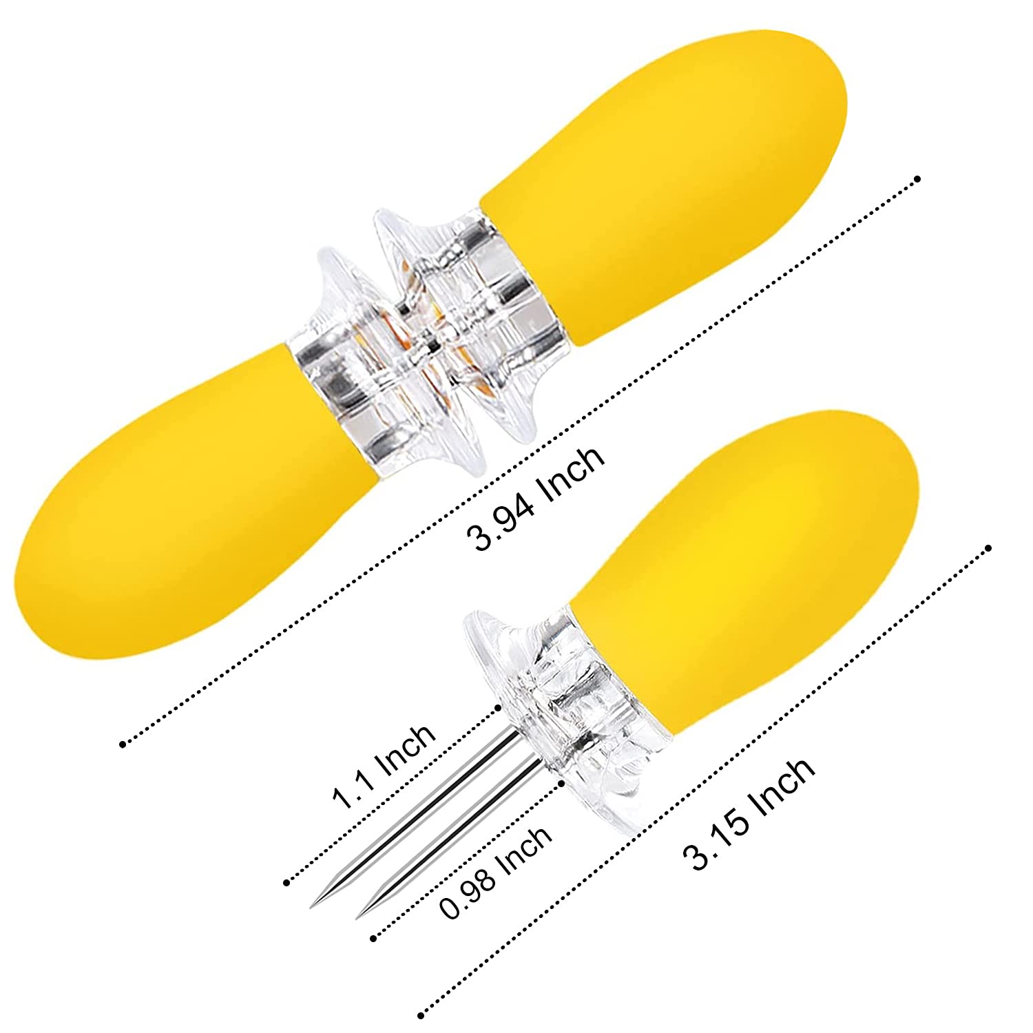AUGSUN 20Pcs/10 Pairs Stainless Steel Corn Cob Holders BBQ Forks Skewers Corn on The Cob with 1 Oil Brush for Home Cooking Parties Camping