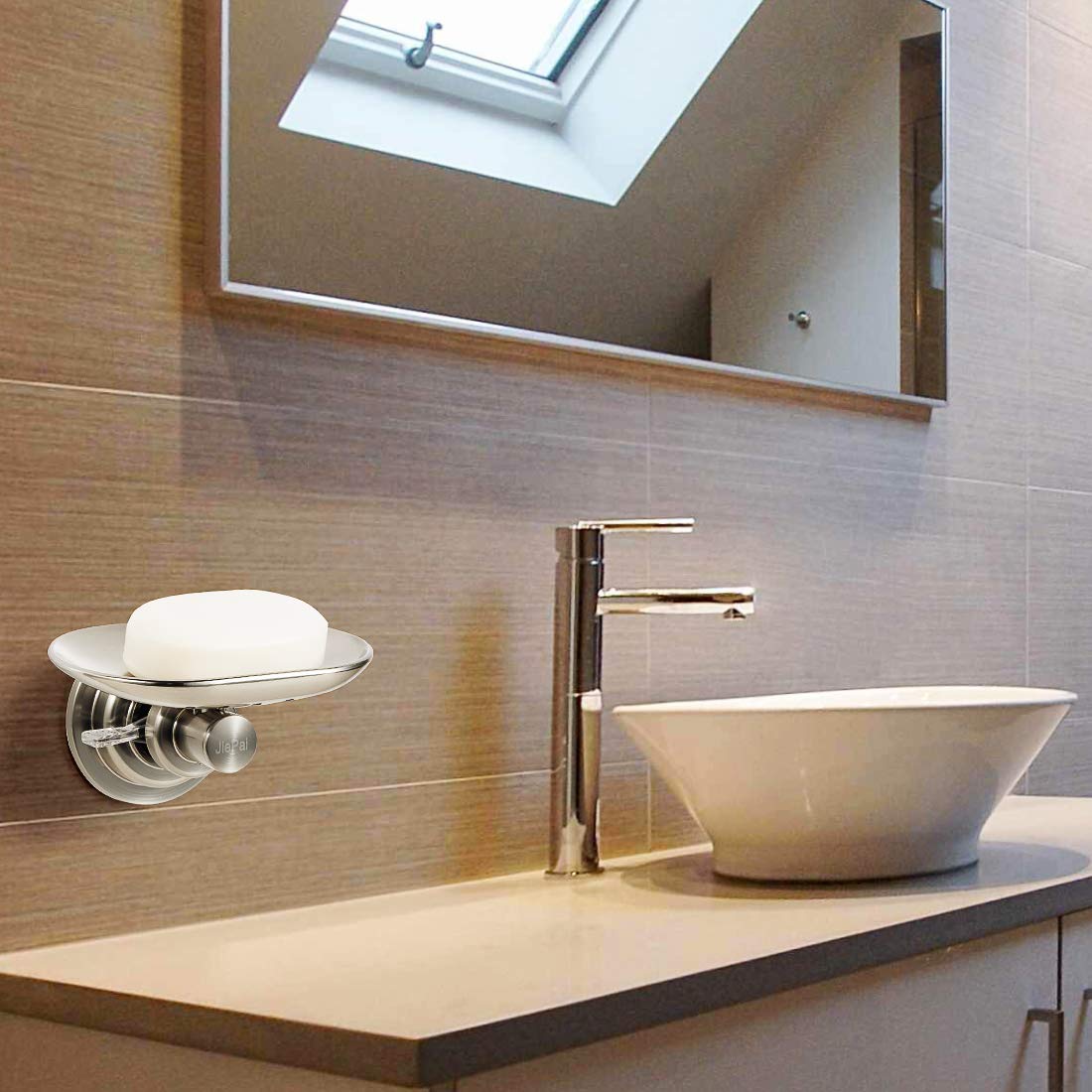 Jiepai Suction Cup Soap Dish Elegant Suction Cup Soap Holder Wall Mounted Soap Holder For Bathroom Kitchen