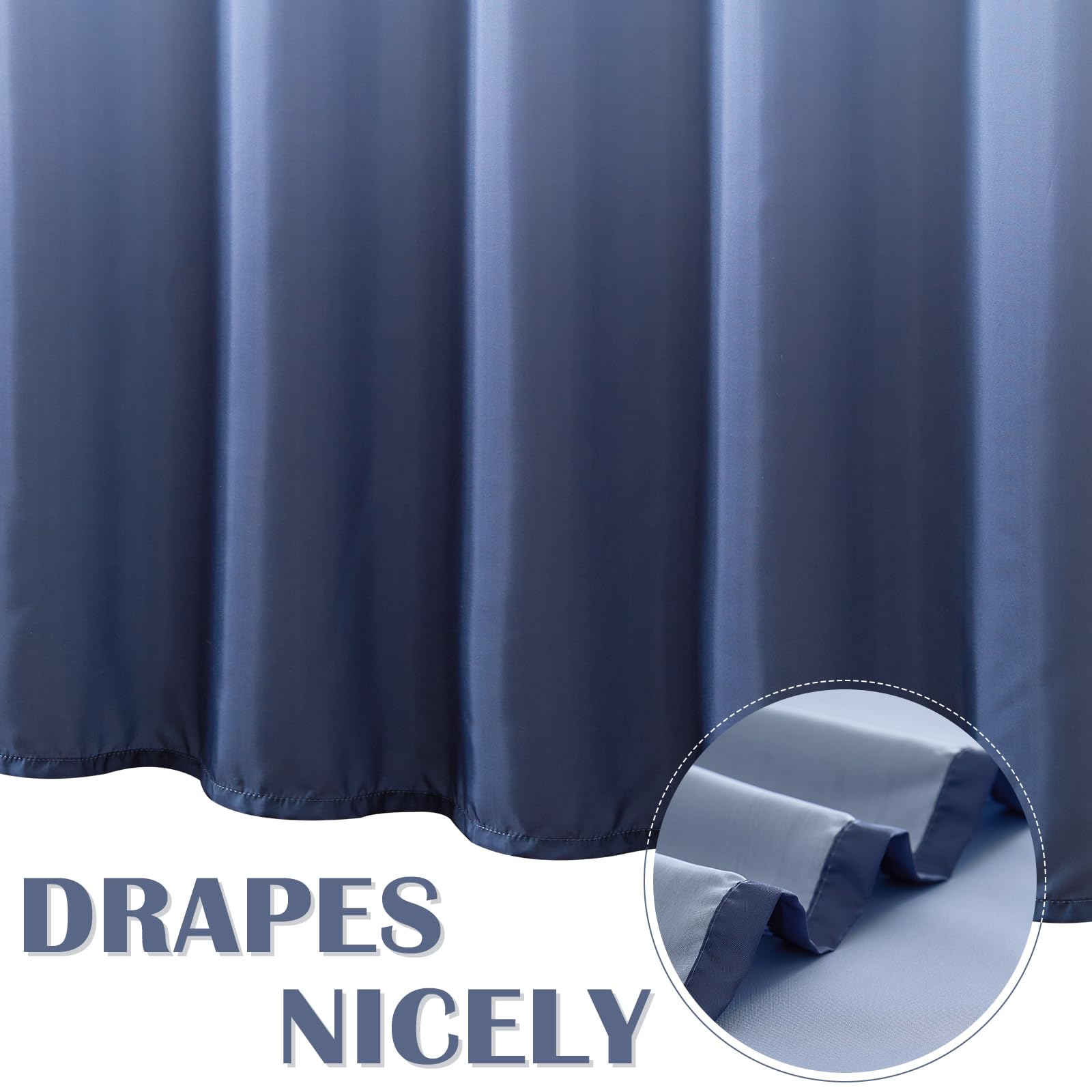 Jicnhan Navy Blue Ombre Shower Curtain, Waterproof Fabric Shower Curtains For Bathroom, Modern Gradient Color Shower Curtain Set