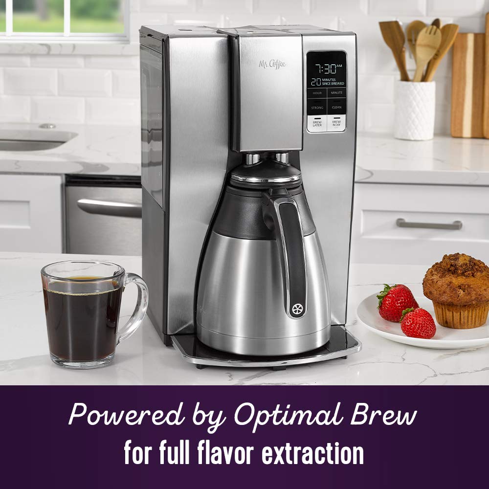 Mr. Coffee 10 Cup Thermal Programmable Coffeemaker, Stainless Steel, Model 2150023