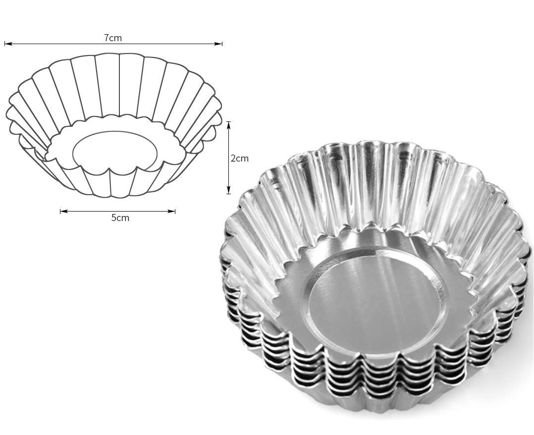 Lassum 10 Pcs Aluminum Egg Tart Mold Baking Cups,Cupcake Cake Cookie Pudding Lined Mould Tin Baking Tool