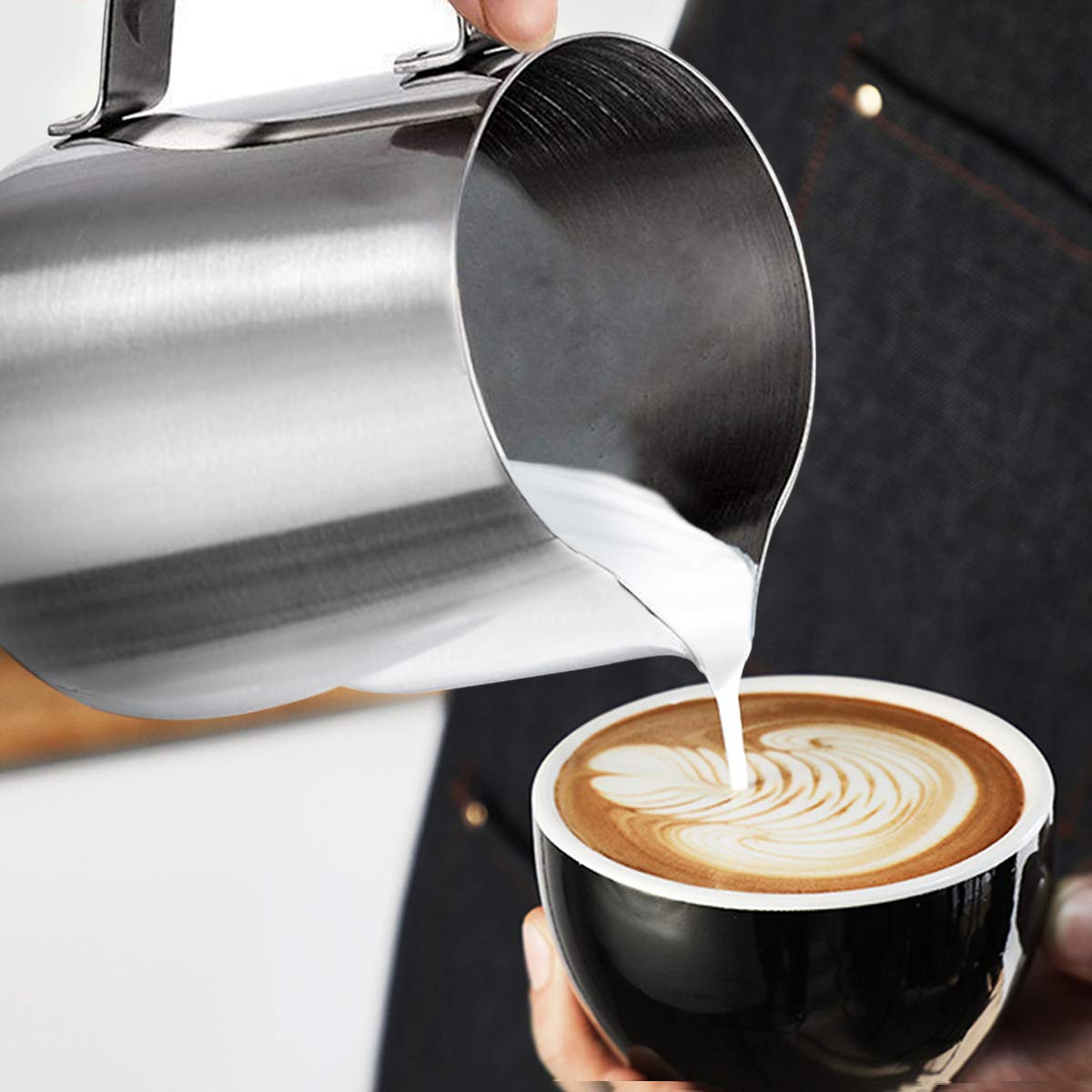 Milk Frothing Pitcher, Enloy 20 Oz Stainless Steel Creamer Frothing Pitcher, Perfect For Espresso Machines, Milk Frothers, Latte