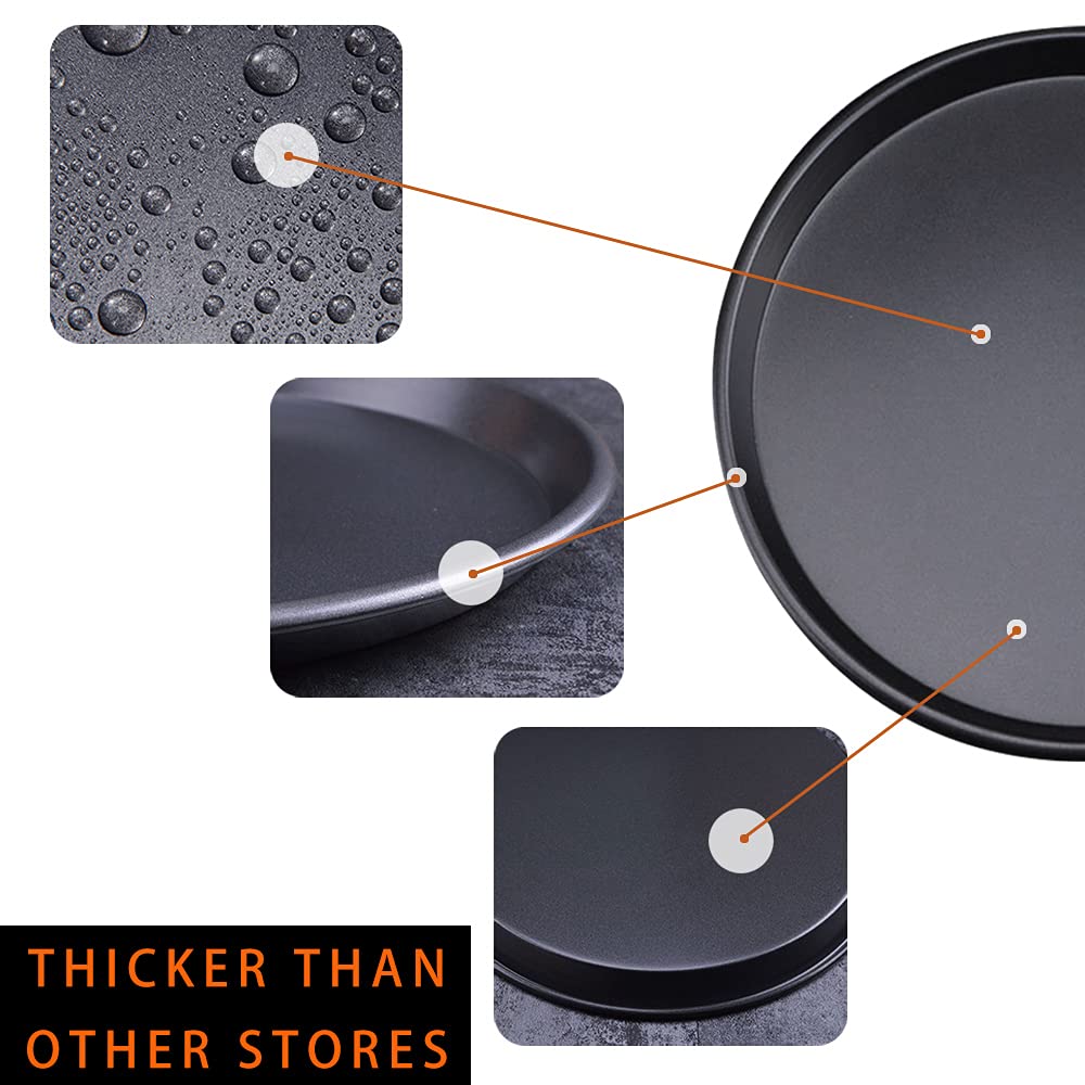 Roucerlin 9 Inch Thick Pizza Pan, Nonstick Pizza Baking Pan Pizza Steel Pan, Round Pizza Tray Pizza Baking Sheet (9 In)