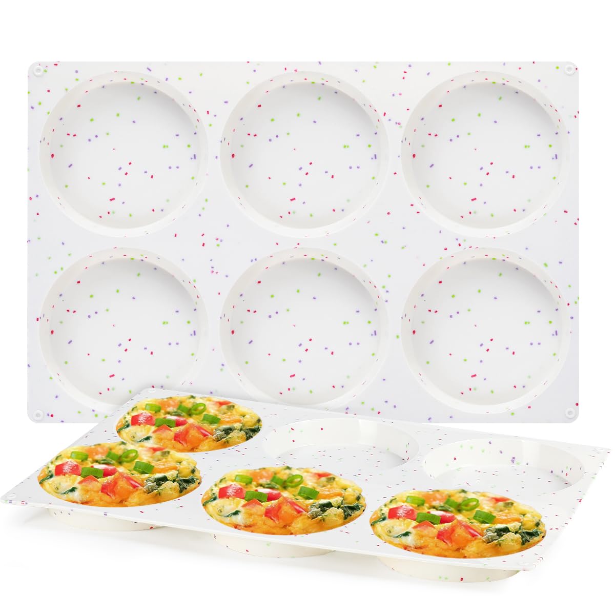 CAKETIME 4 Inch Muffin Top Pan, Silicone Egg Molds for Breakfast Sandwiches Jumbo Round Baking Pan for Oven English muffins, Who