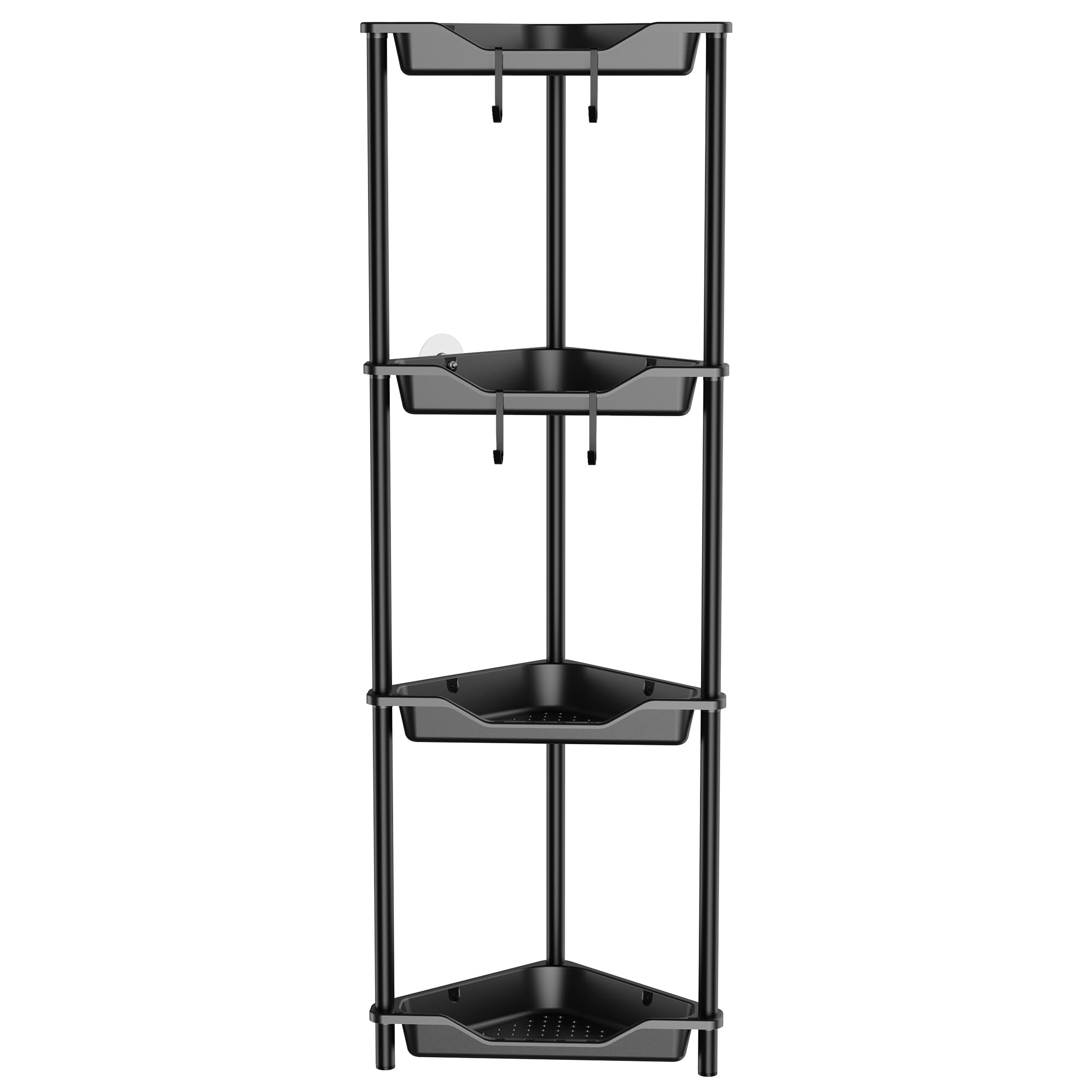 Orimade Rustproof 4 Tier Floor Standing Corner Shower Caddy Organizer, Plastic Metal Splicing Floor Corner Shelf Rack Storage St