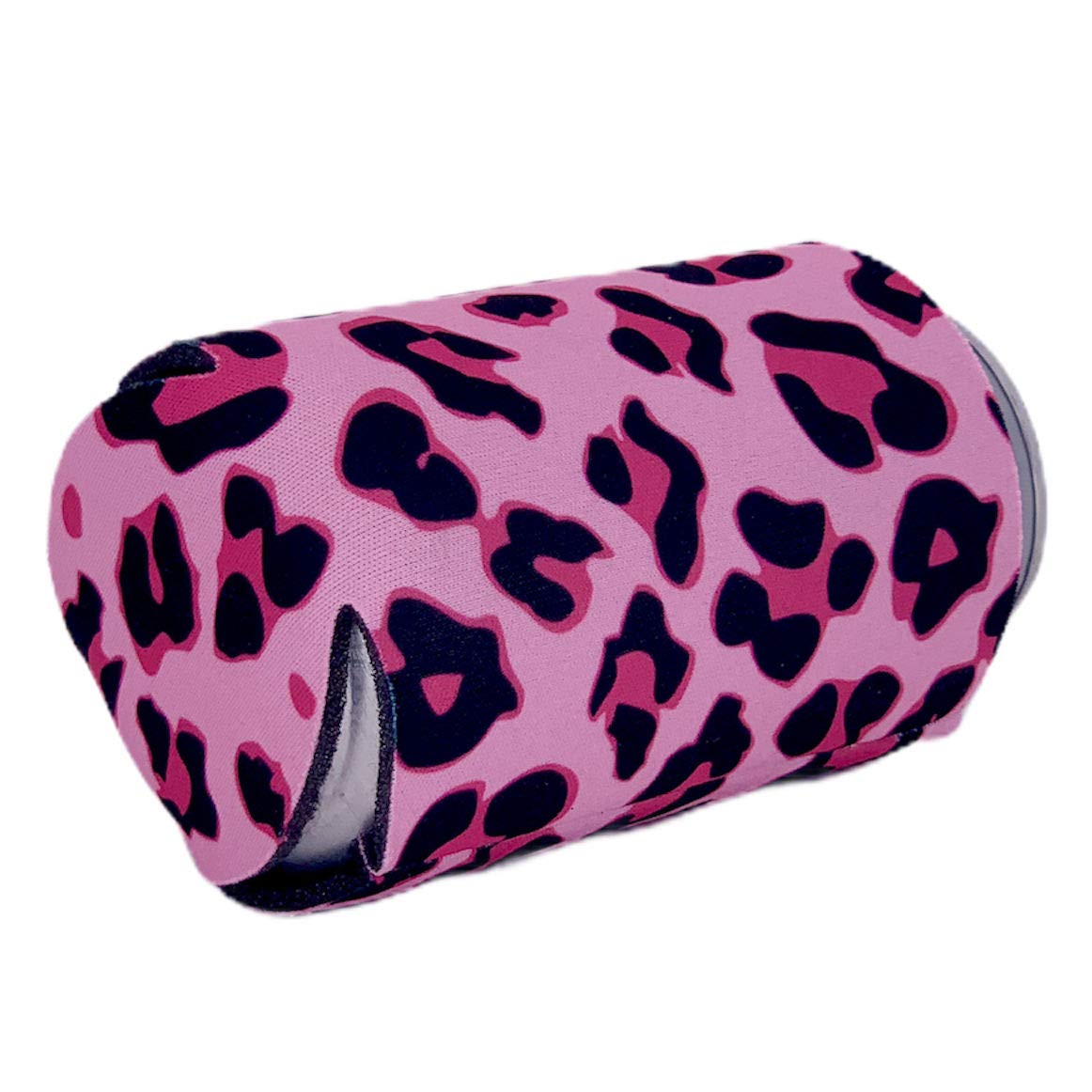 Leopard Print Collapsible Can Coolie Pink