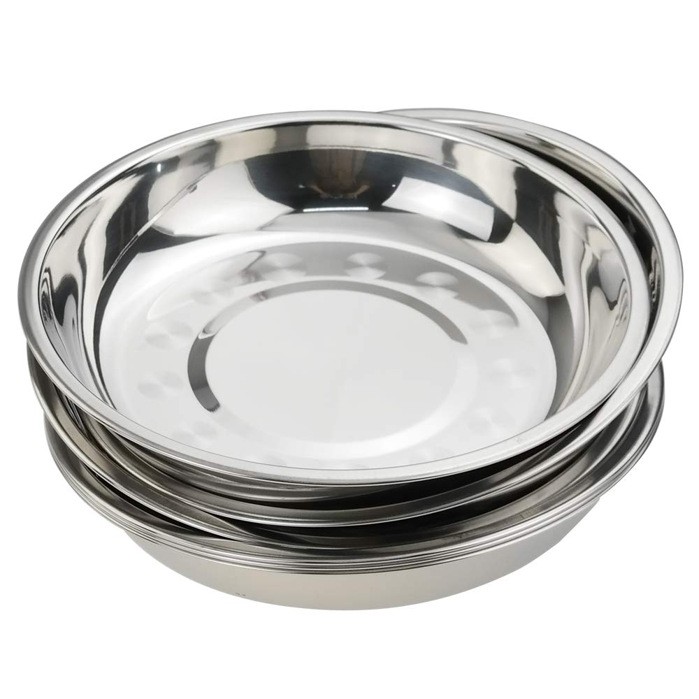 Nicesh 7.64 Inch Stainless Steel Round Plate, Dinner Plate Dish, Pack Of 6