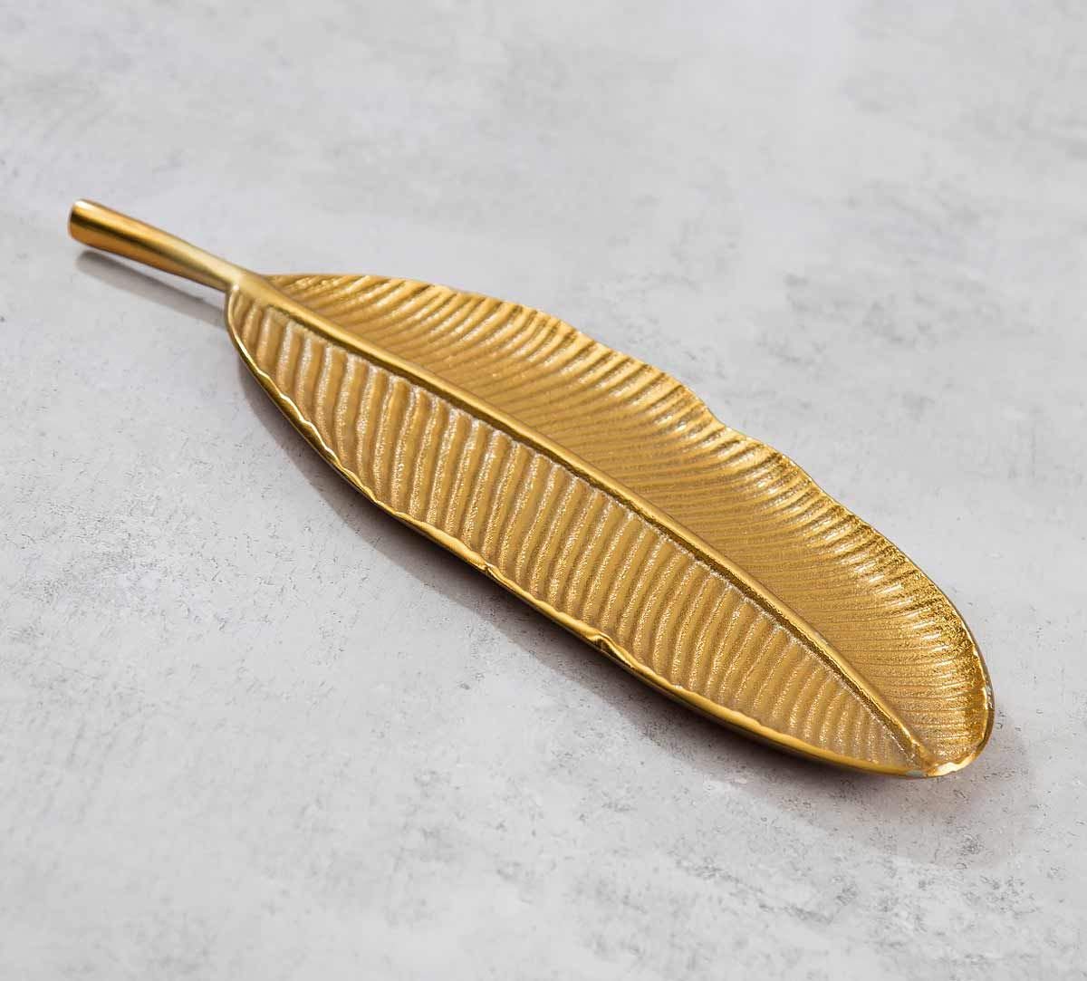 Purestory Tray for Center Table Centerpiece Tray for Home Decor | Leaf-Shaped Serving Platter for Serving Sweets,Cookies,Dry Fru