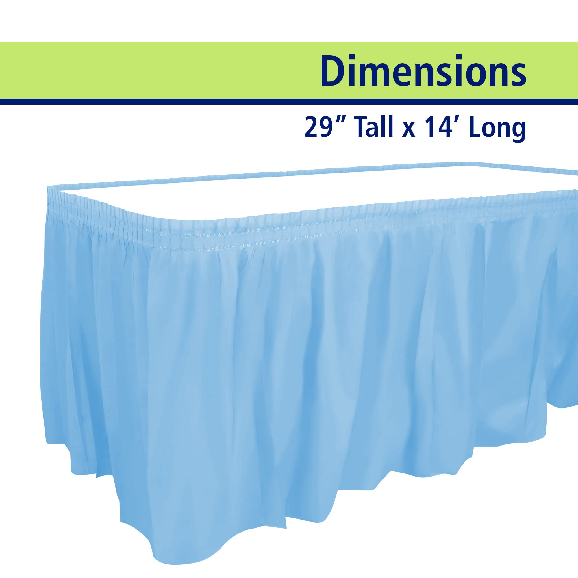 Party Dimensions Plastic Table Skirt, 29-Inches By 14-Feet - Light Blue - 1 Pack