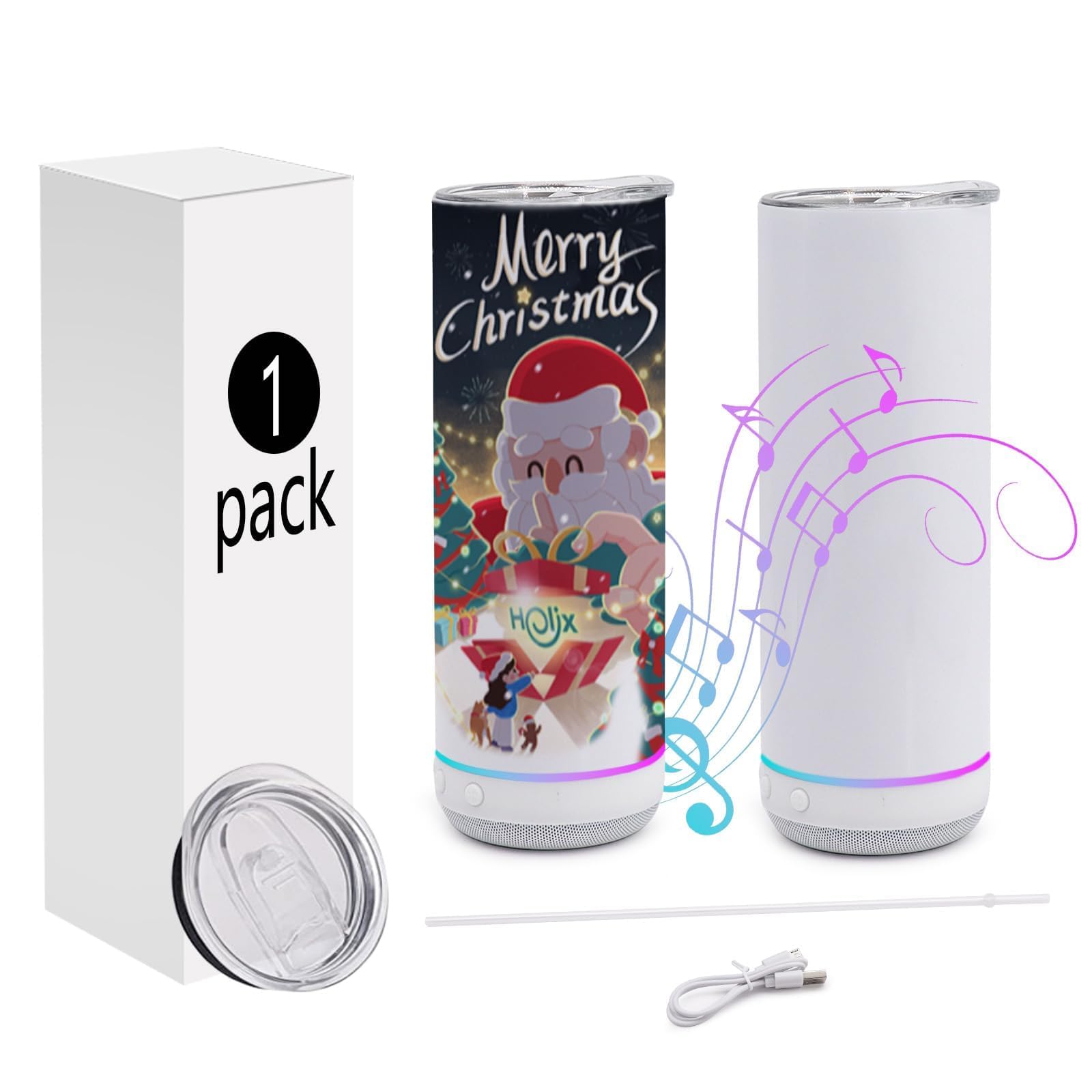 ZREGGUR 1Pack 20oz Sublimation Blanks Tumbler,White Bluetooth Speaker Cups