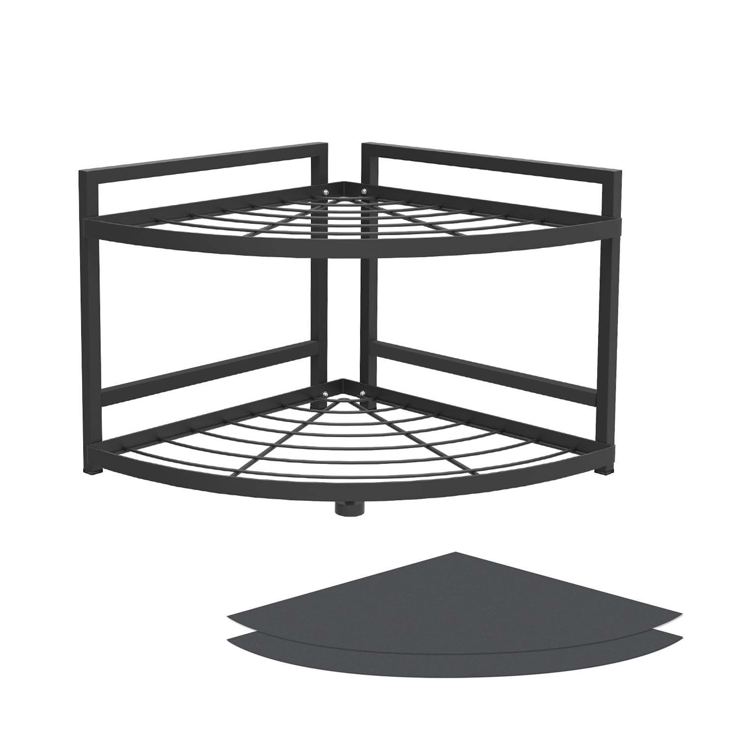 HUIJIN 2 Tier 90Corner Shelf for Kitchen  SpaceSaving Spice Rack, Pot & Pan Organizer, Under Sink Storage  Sturdy Iron Tiered