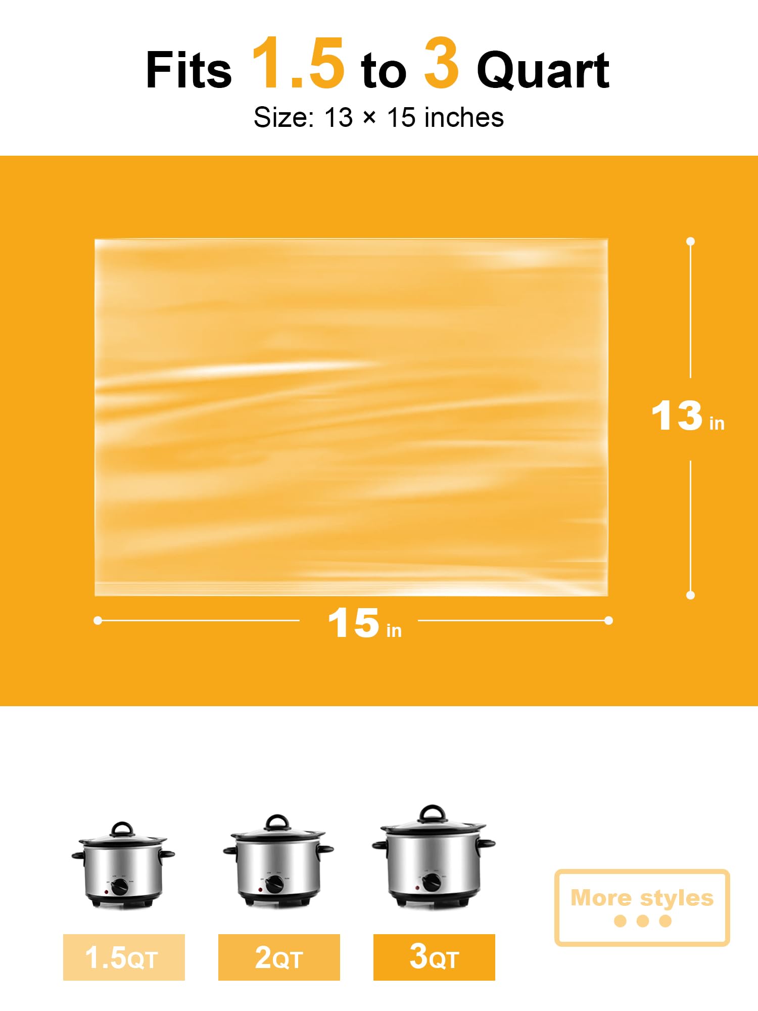 Smartake Slow Cooker Liners, Crock Pot Liners 13''X 15'' Crockpot Liners Disposable, Crockpot Bags Liners Small Size Fit 1.5Qt T